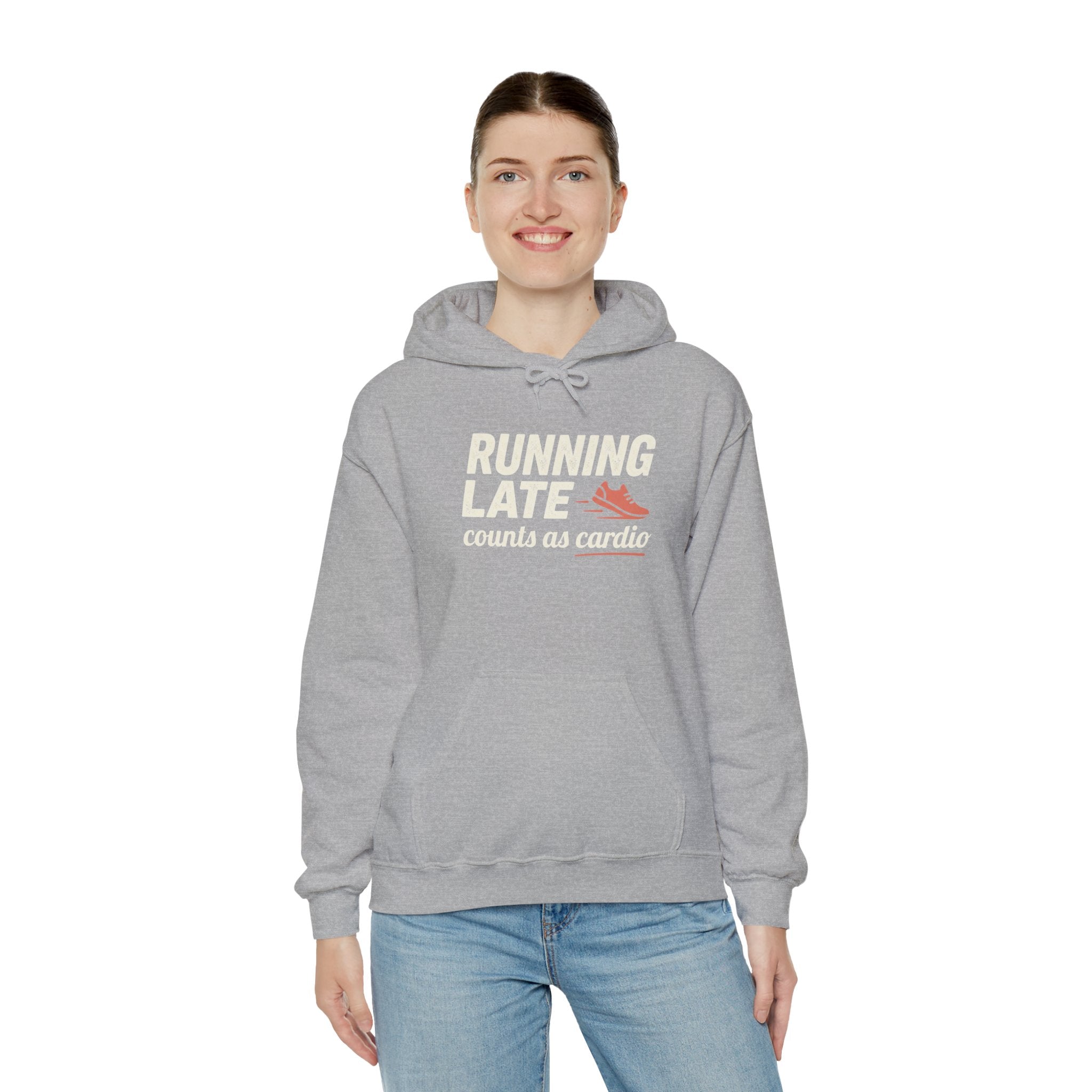 Running Late Counts as Cardio Unisex Heavy Blend™ Hooded Sweatshirt