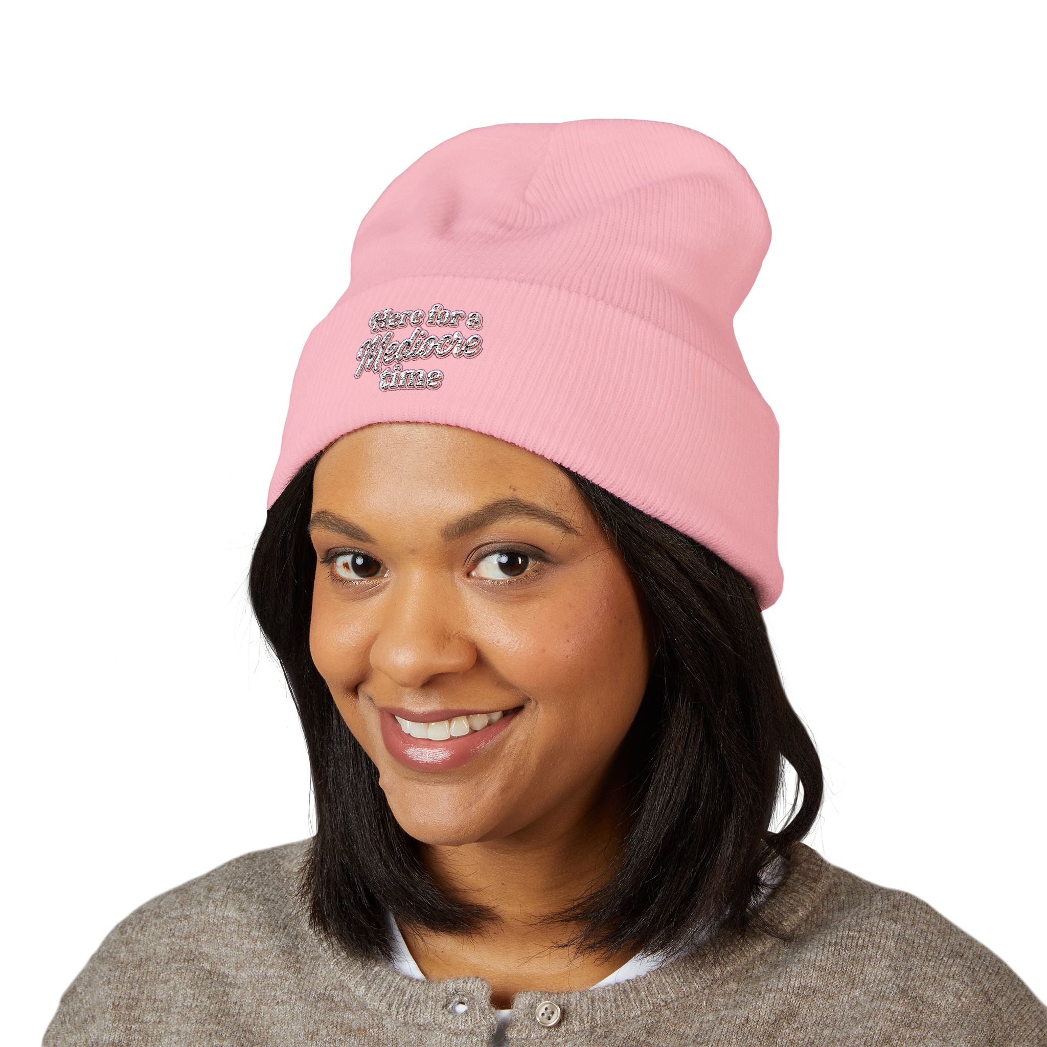 Here for a Mediocre Time Classic Cuffed Beanie (Embroidery)