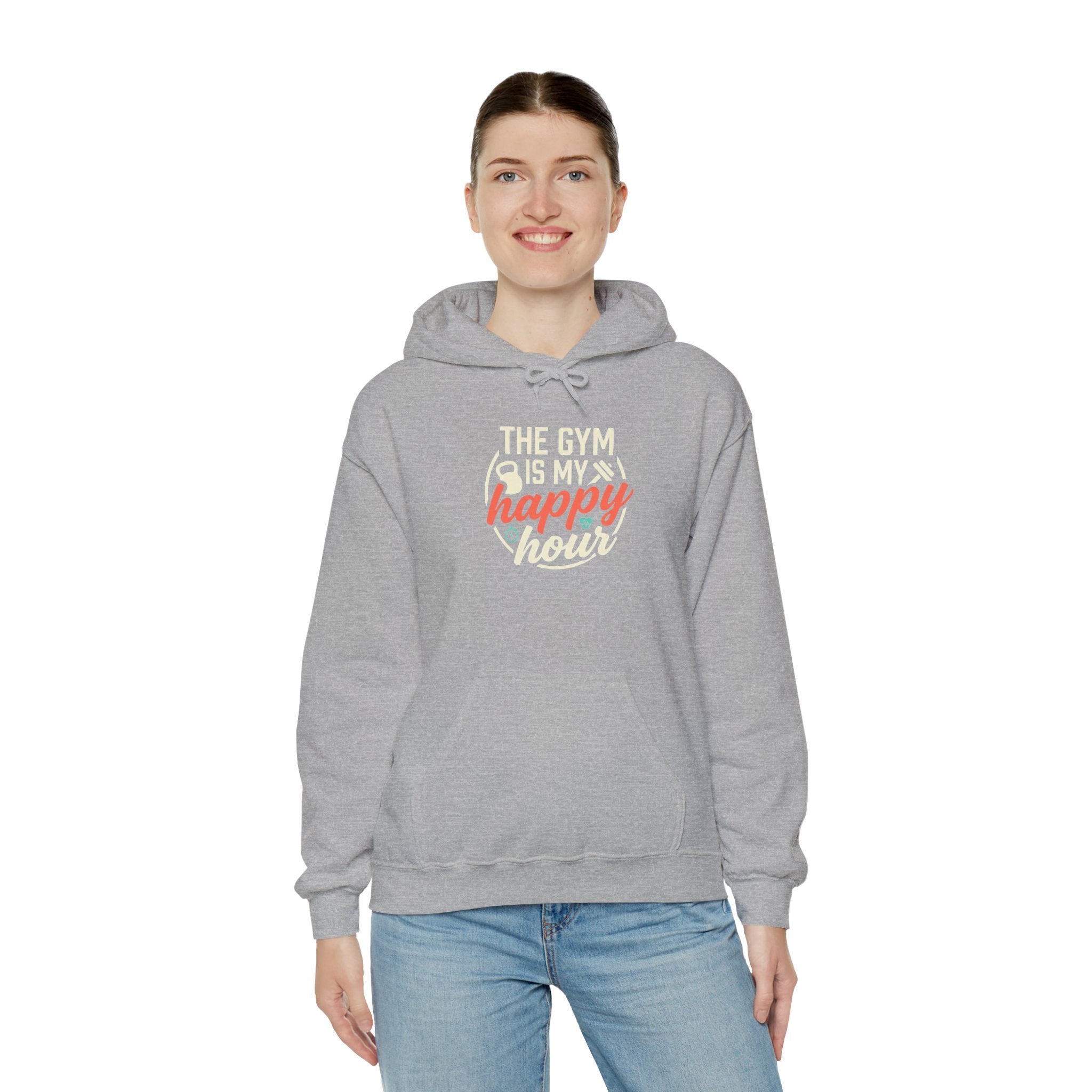 The Gym is My Happy Hour Unisex Heavy Blend™ Hooded Sweatshirt