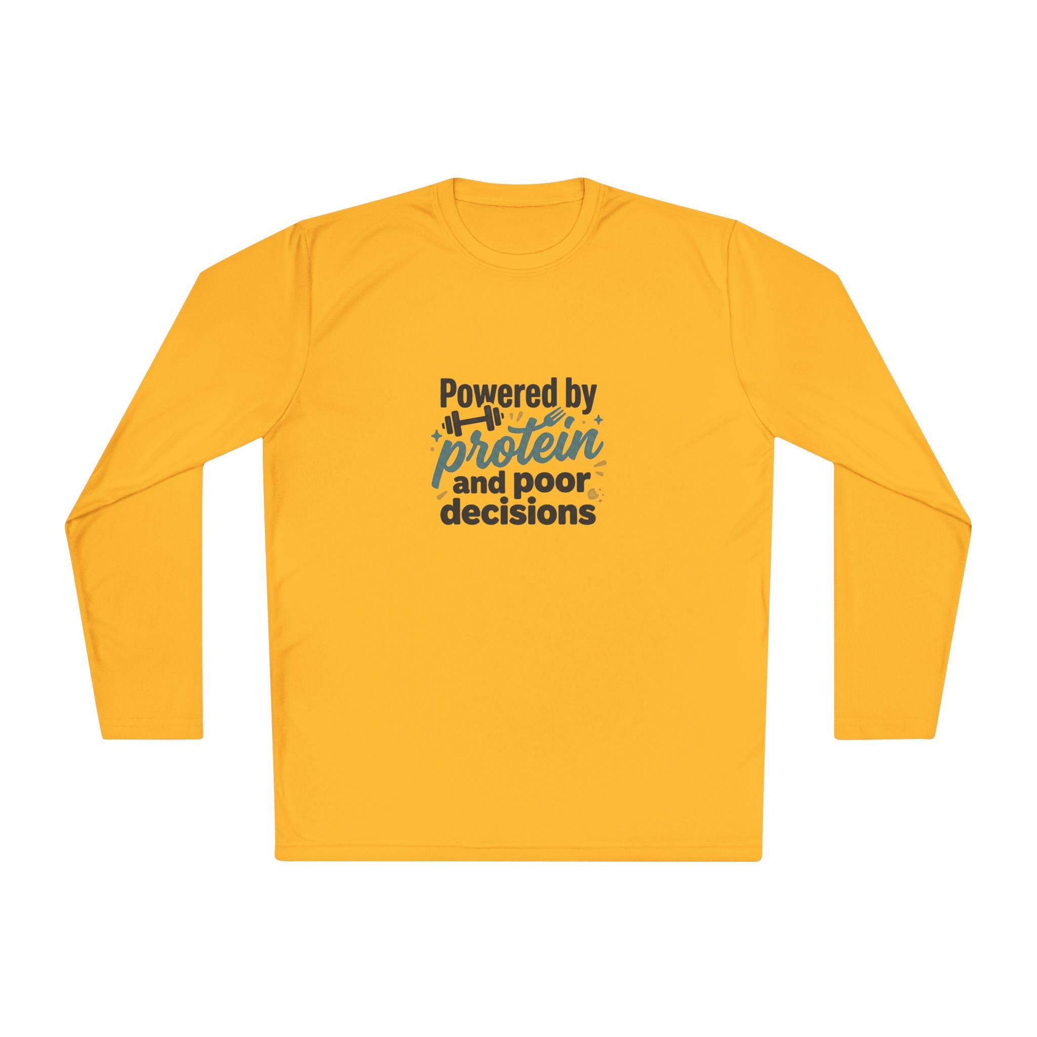 Powered by Protein and Poor Decisions Unisex Lightweight Long Sleeve Tee