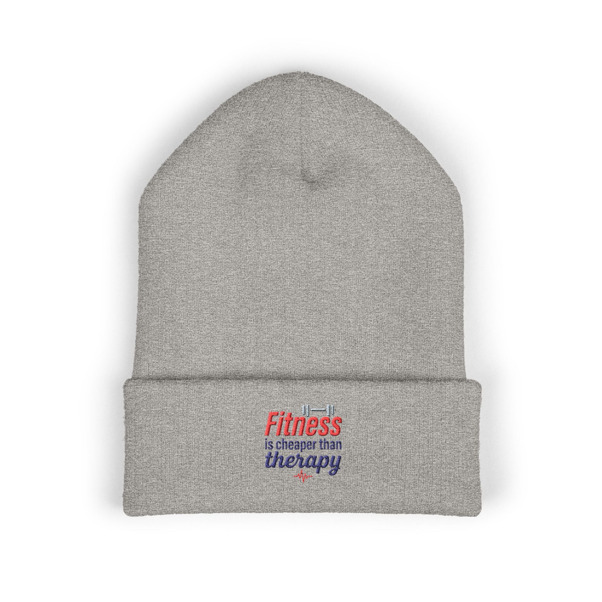 Fitness is Cheaper than Therapy Classic Cuffed Beanie (Embroidery)