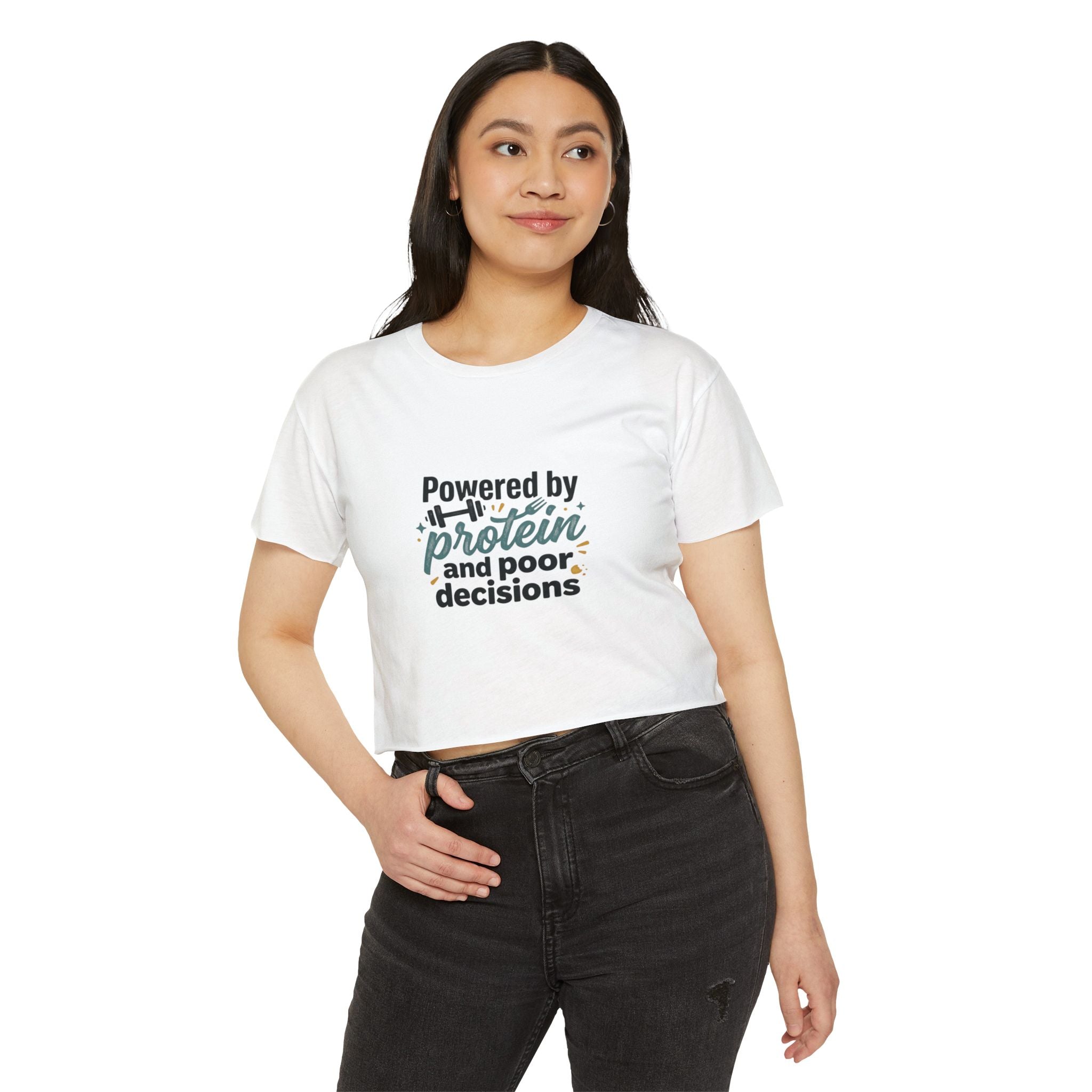 Powered by Protein and Poor Decisions Women's Festival Crop Top