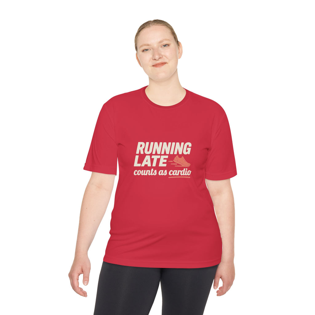 Running Late Counts as Cardio Unisex Moisture Wicking Tee