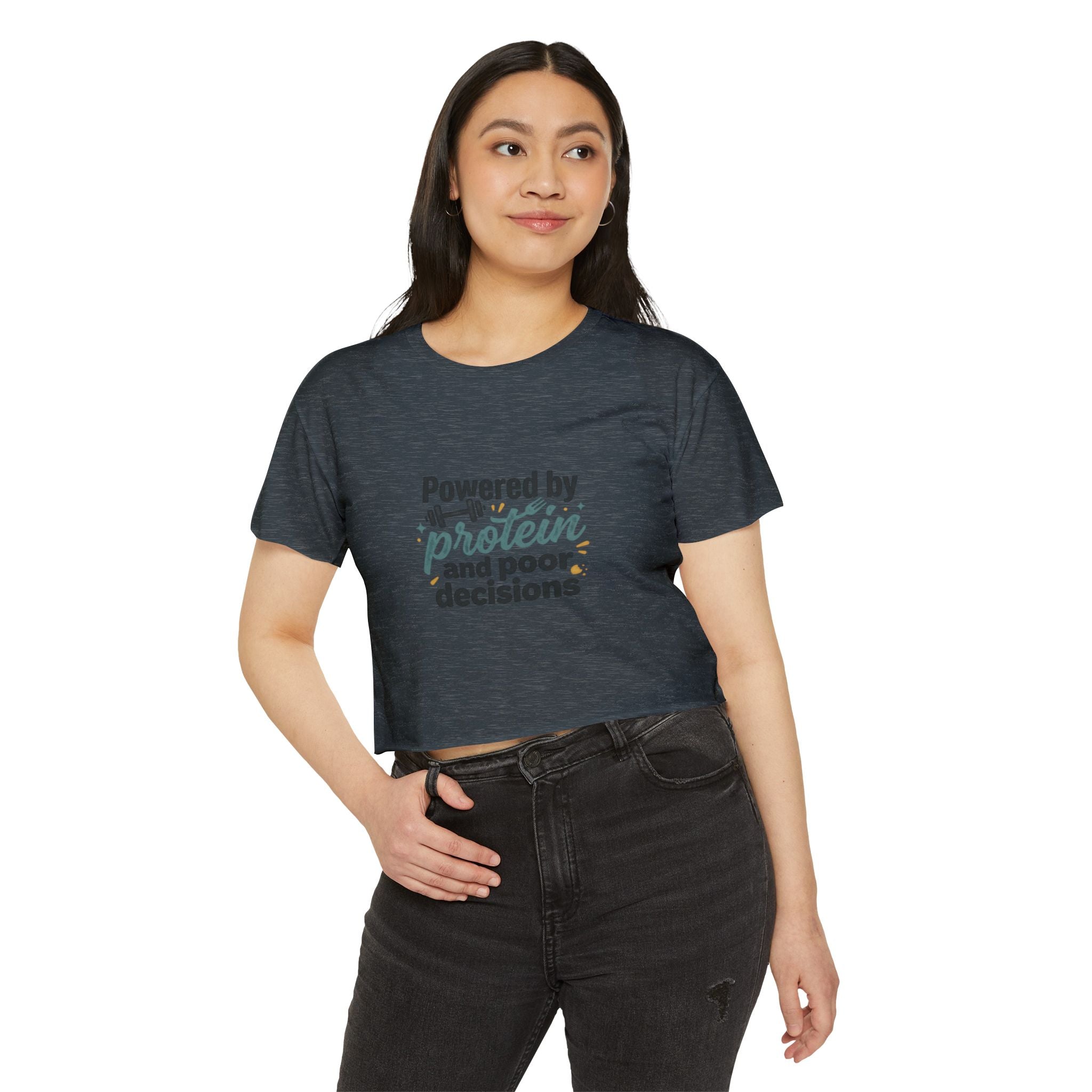 Powered by Protein and Poor Decisions Women's Festival Crop Top