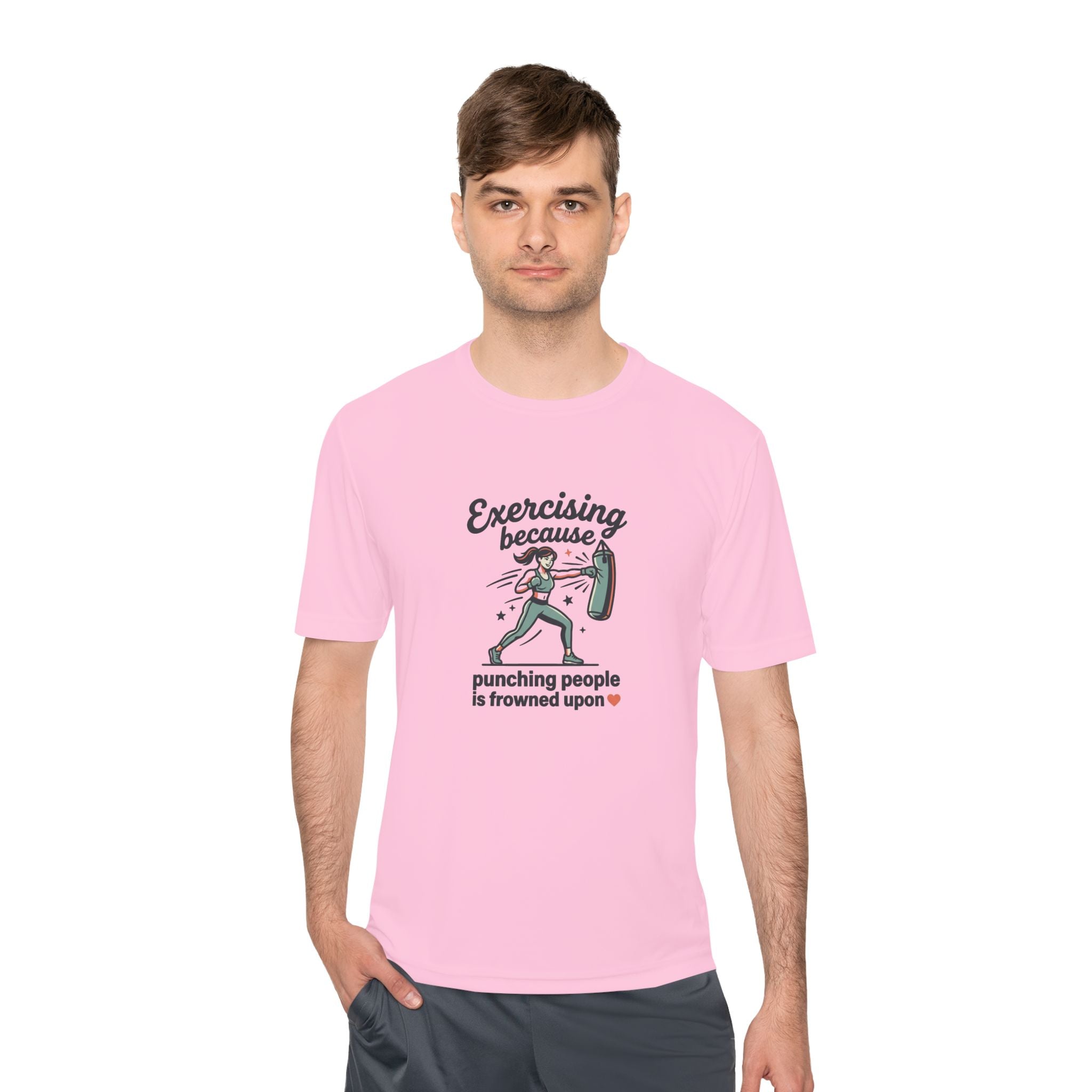 Exercising Because Punching People is Frowned Upon Unisex Moisture Wicking Tee