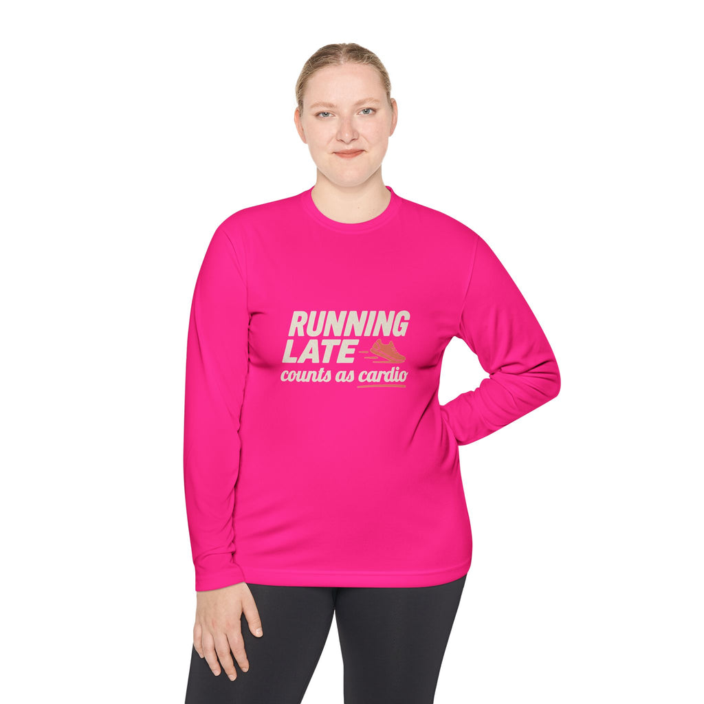 Running Late Counts as Cardio Unisex Lightweight Long Sleeve Tee