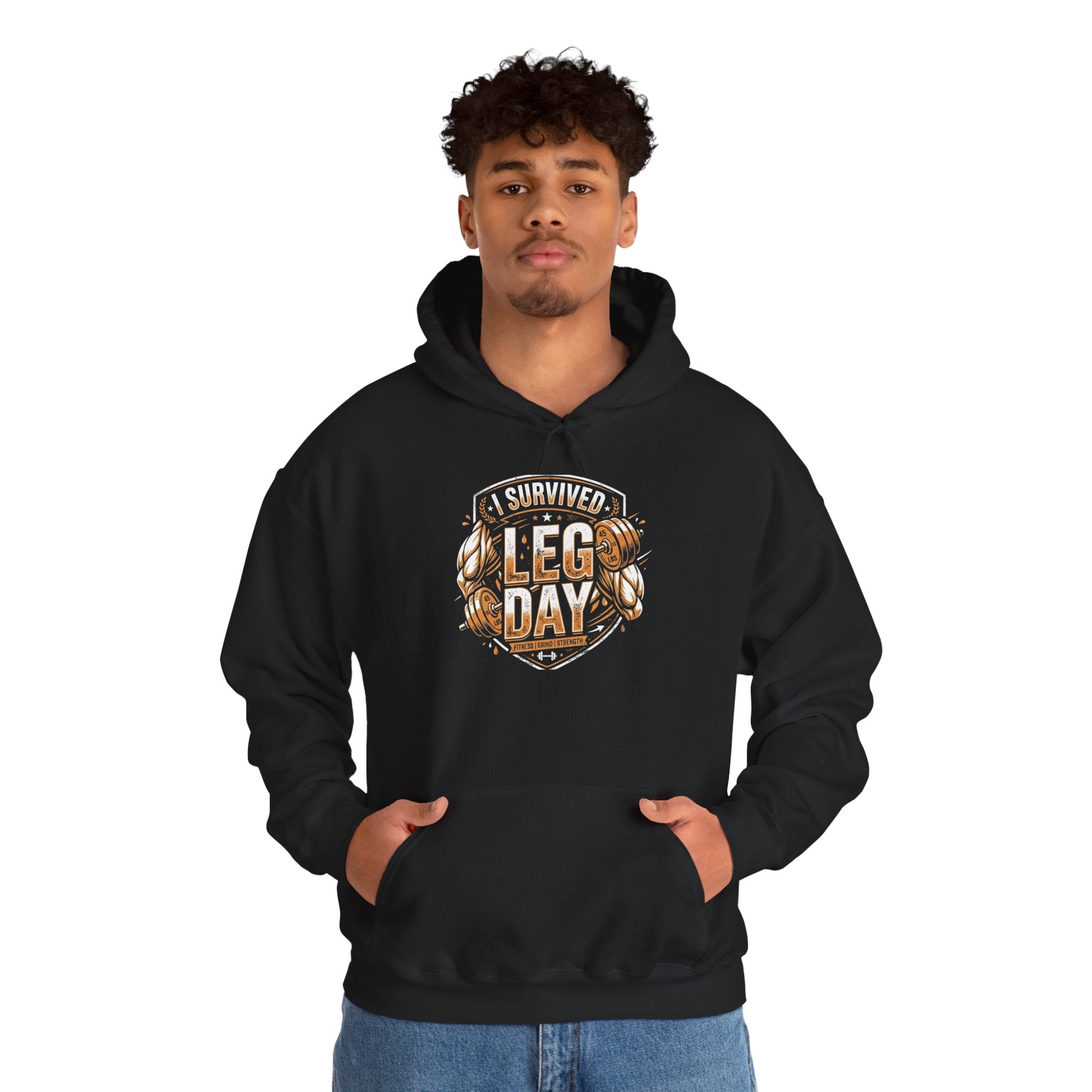 I Survived Leg Day Unisex Heavy Blend™ Hooded Sweatshirt