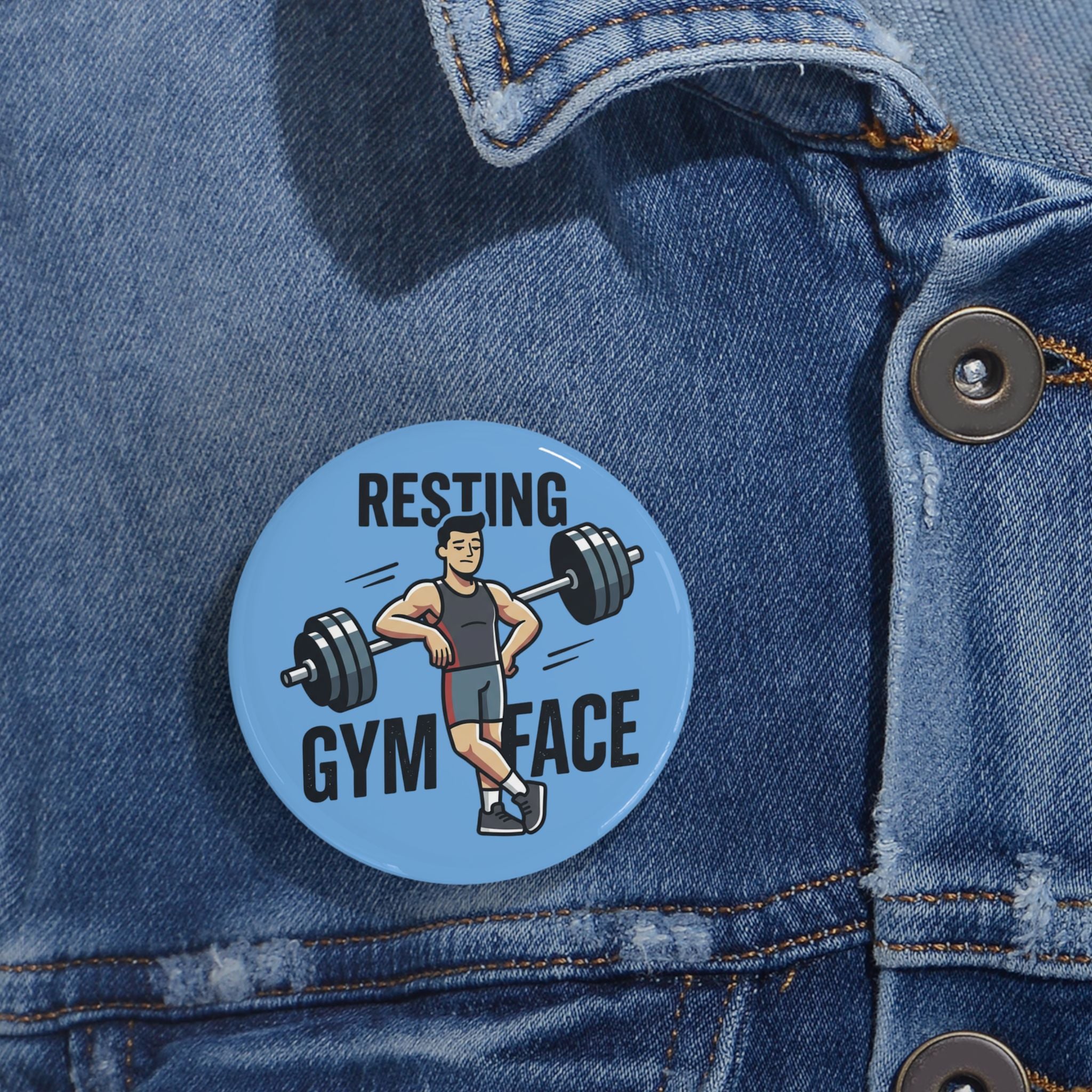 Resting Gym Face Round Pins
