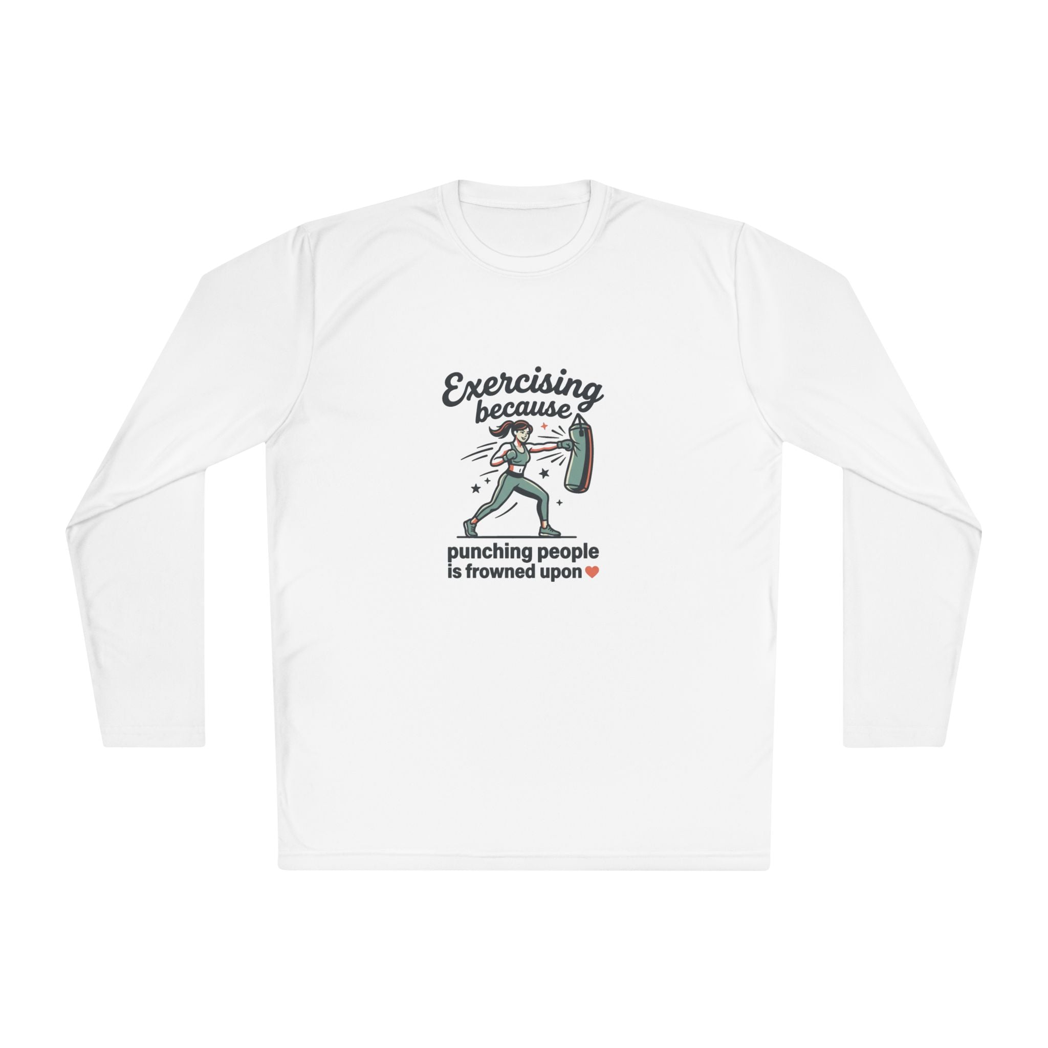 Exercising Because Punching People is Frowned Upon Unisex Lightweight Long Sleeve Tee