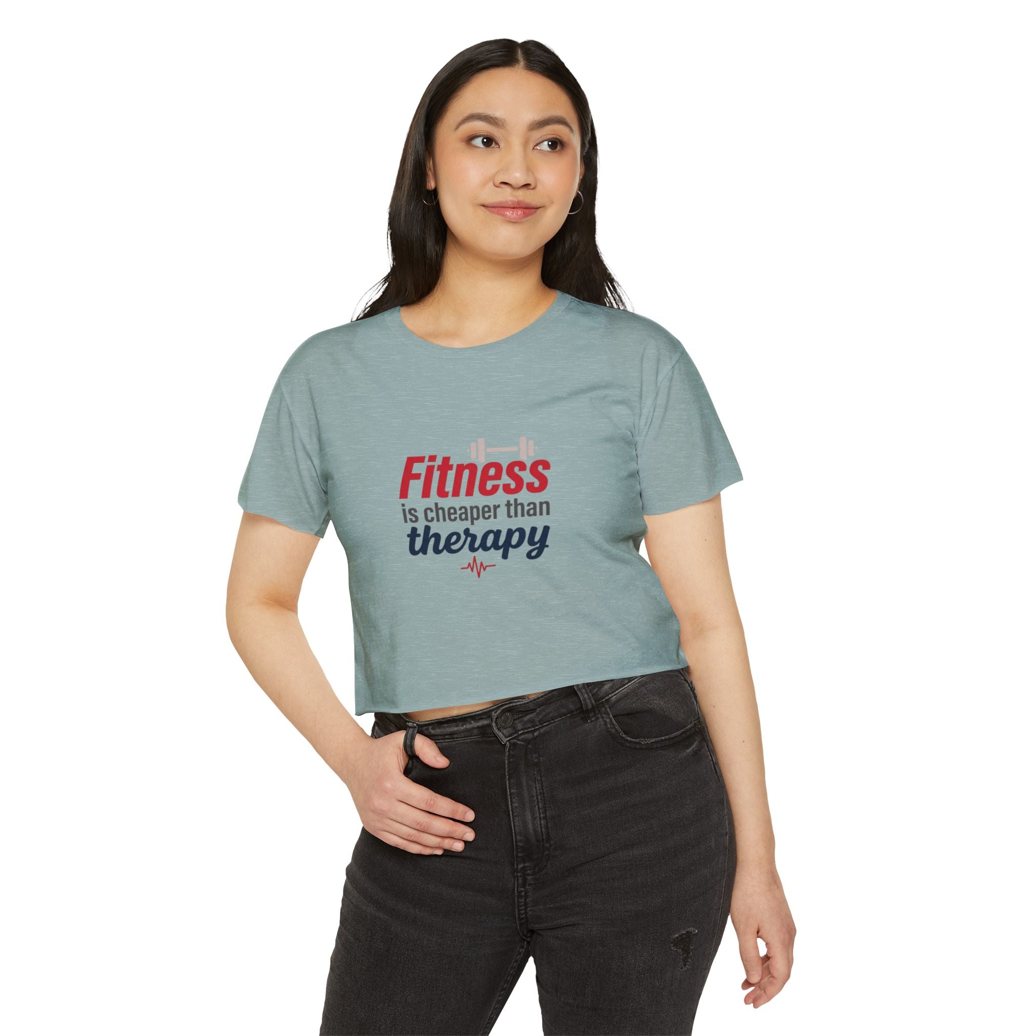 Fitness is Cheaper than Therapy Women's Festival Crop Top