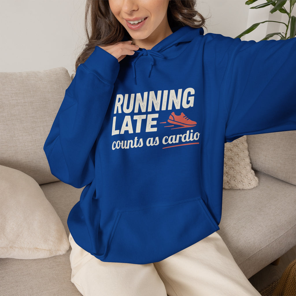 Running Late Counts as Cardio Unisex Heavy Blend™ Hooded Sweatshirt