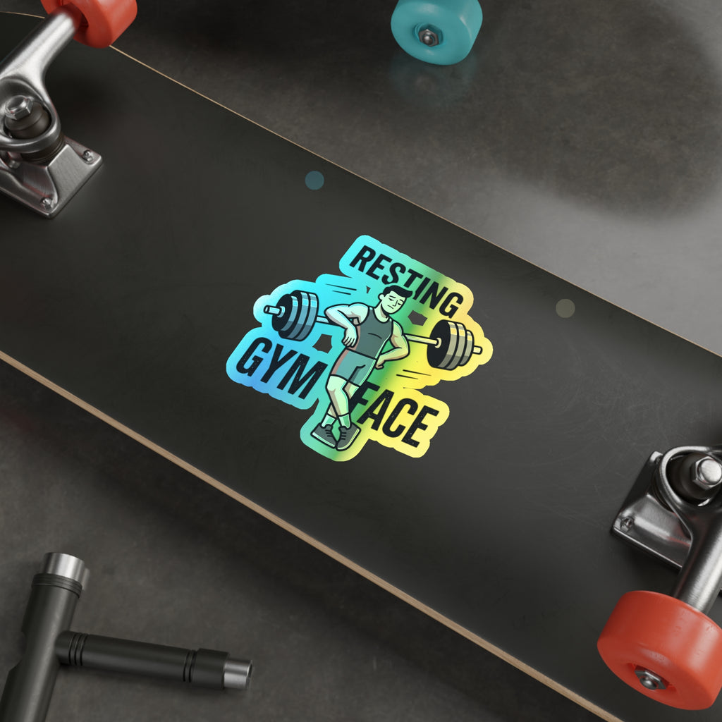 Resting Gym Face Holographic Die-cut Stickers