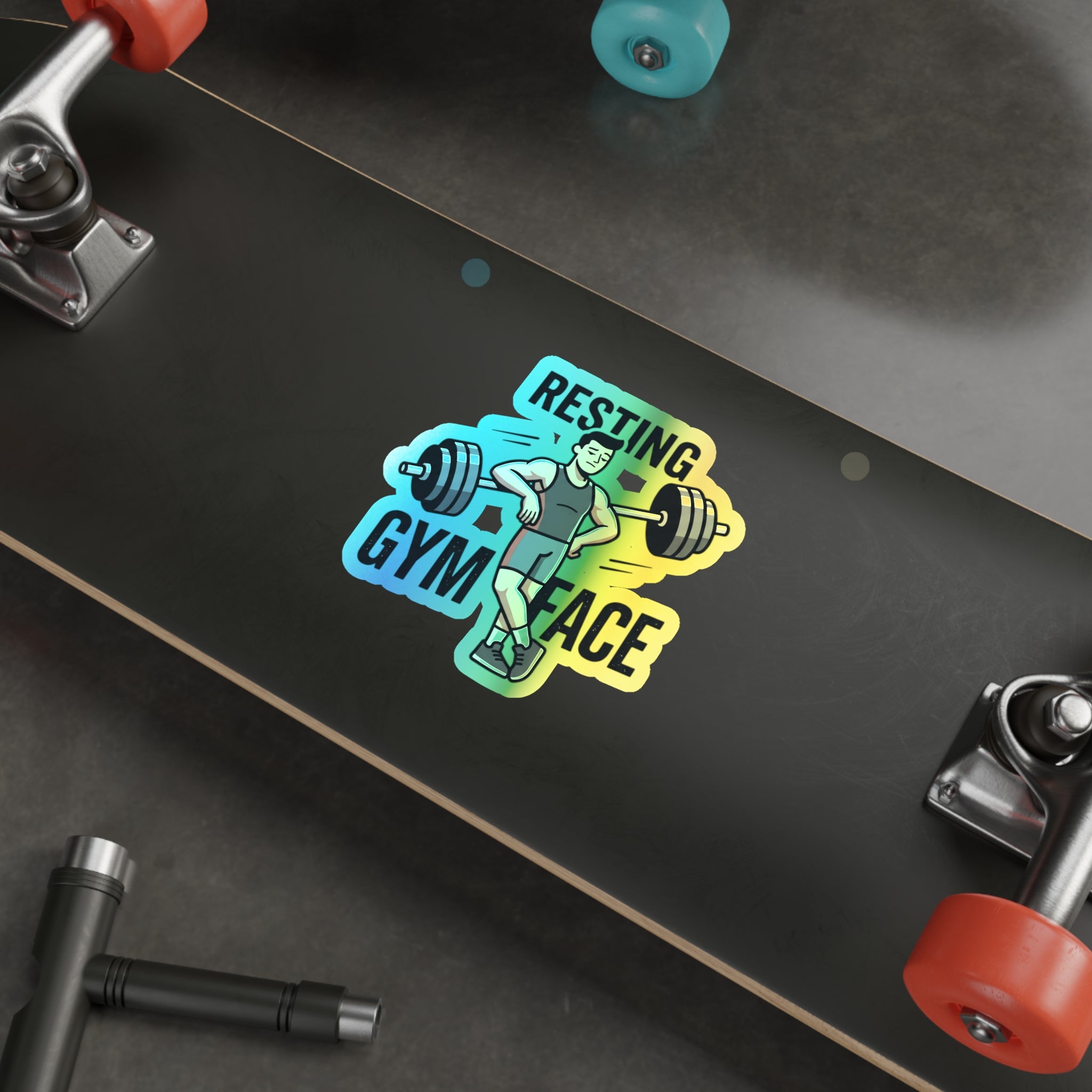 Resting Gym Face Holographic Die-cut Stickers