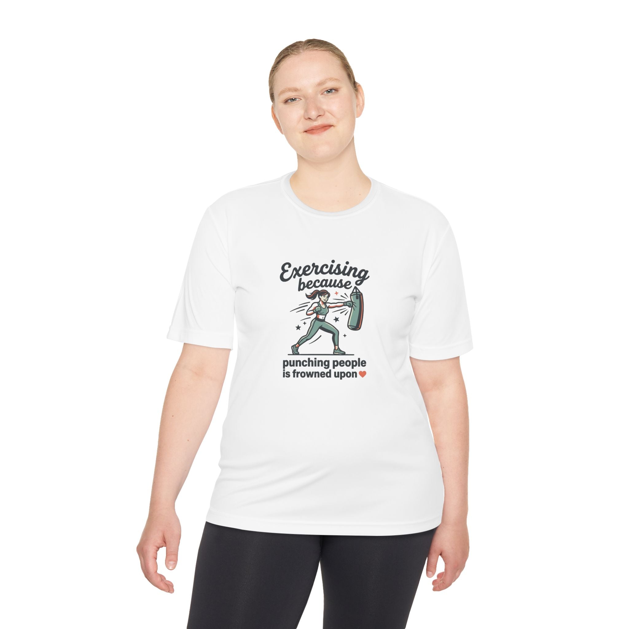 Exercising Because Punching People is Frowned Upon Unisex Moisture Wicking Tee