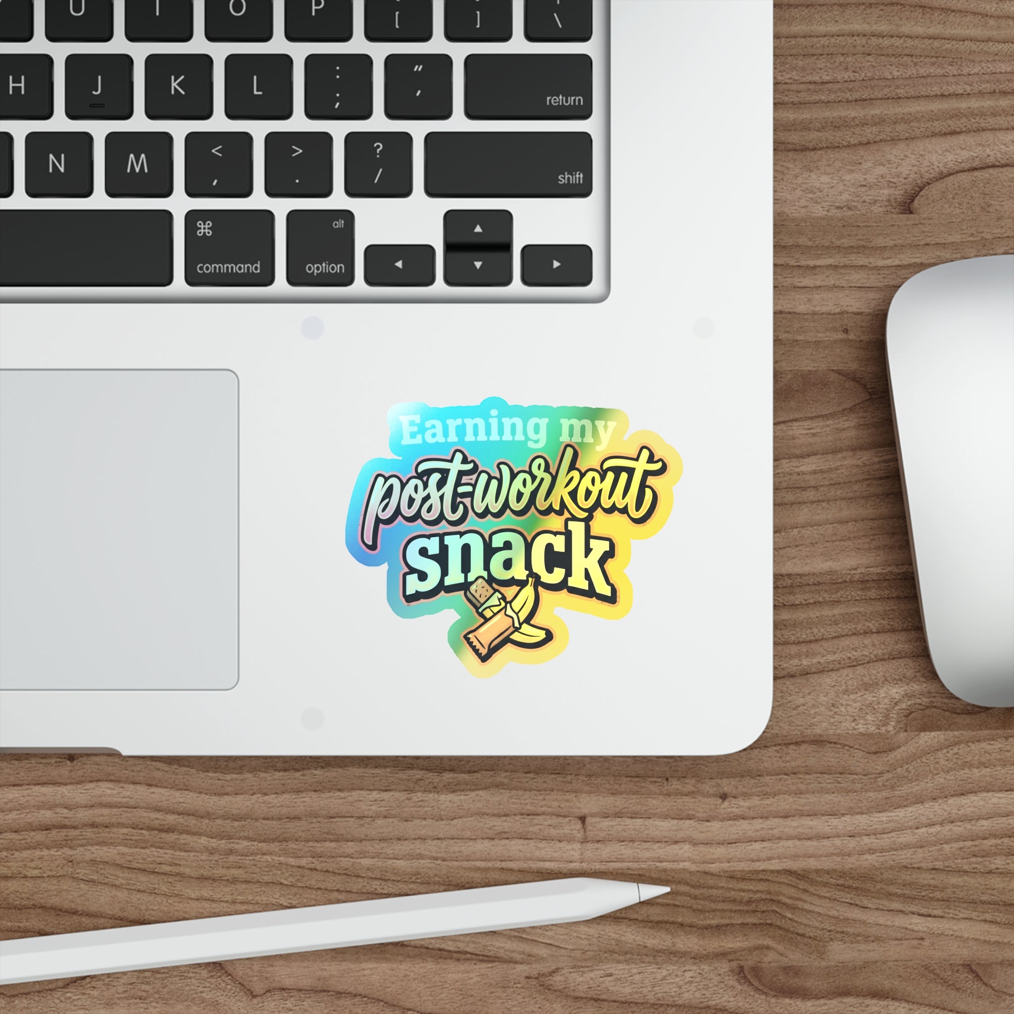 Earning My Post-Workout Snack Holographic Die-cut Stickers