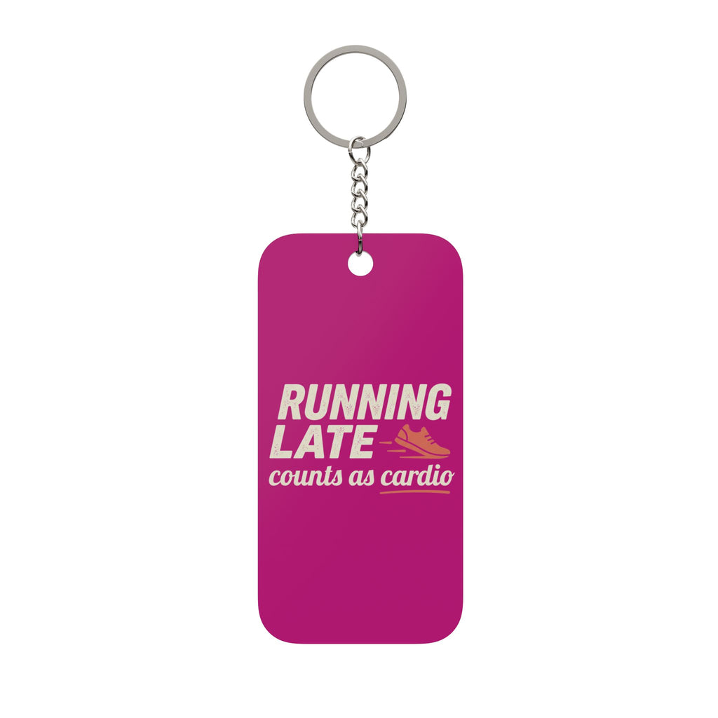 Running Late Counts as Cardio Double-Sided Keychain Charm