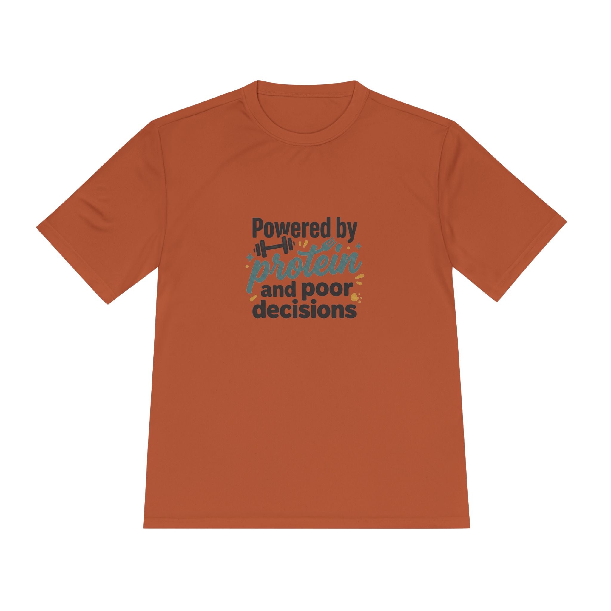 Powered by Protein and Poor Decisions Unisex Moisture Wicking Tee