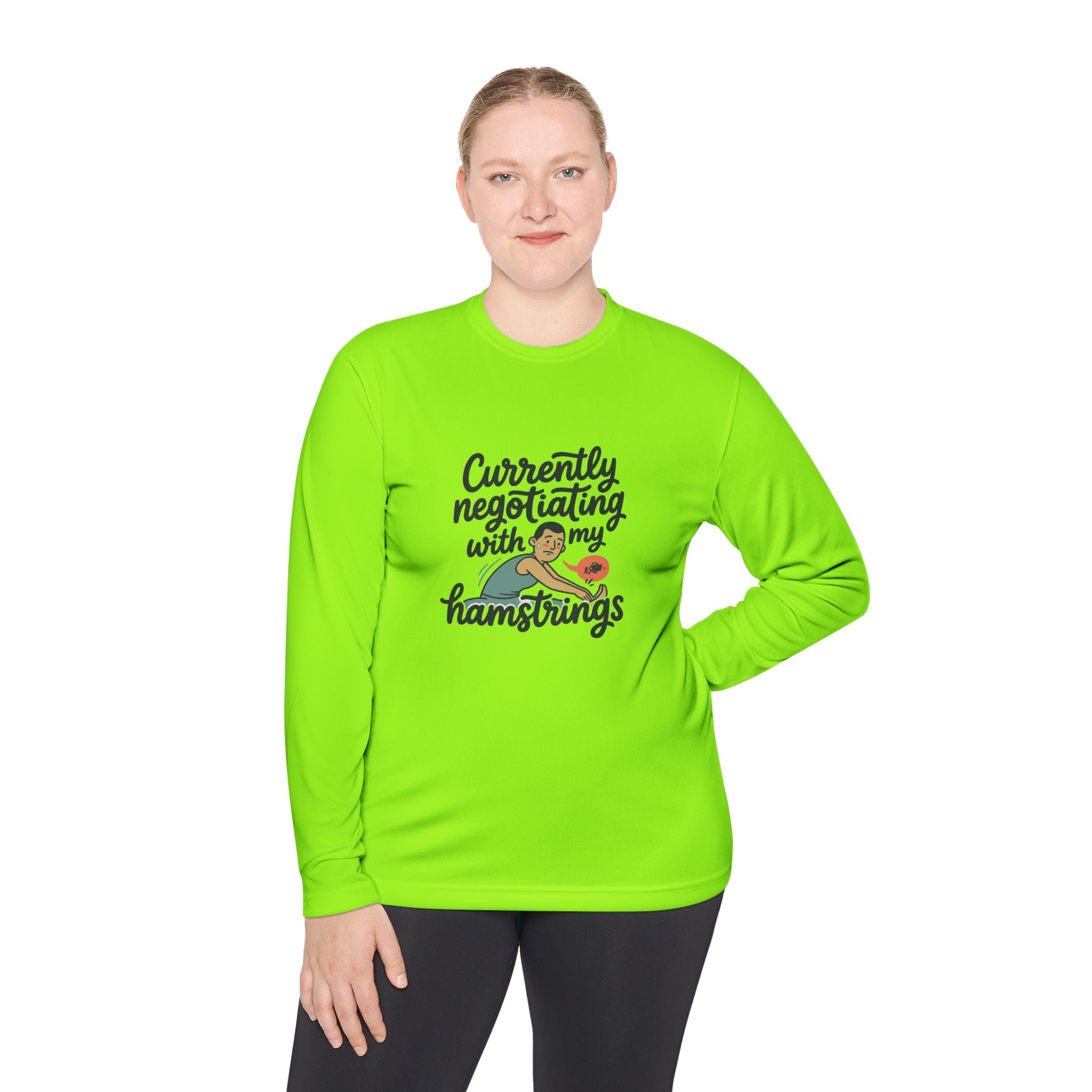 Currently Negotiating with my Hamstrings Unisex Lightweight Long Sleeve Tee