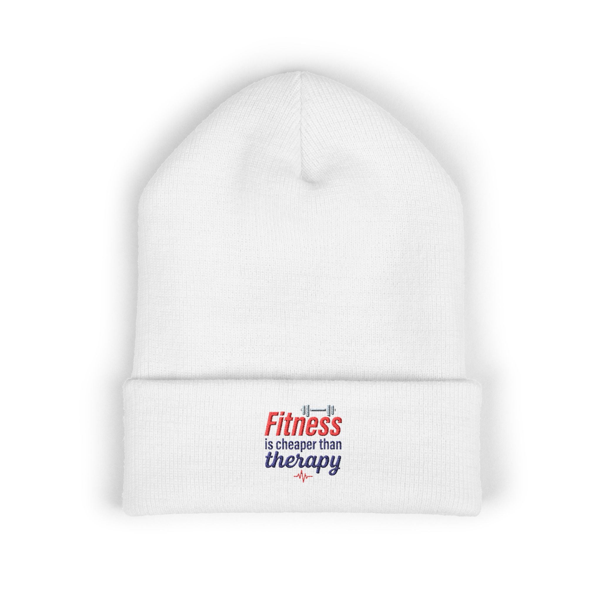 Fitness is Cheaper than Therapy Classic Cuffed Beanie (Embroidery)