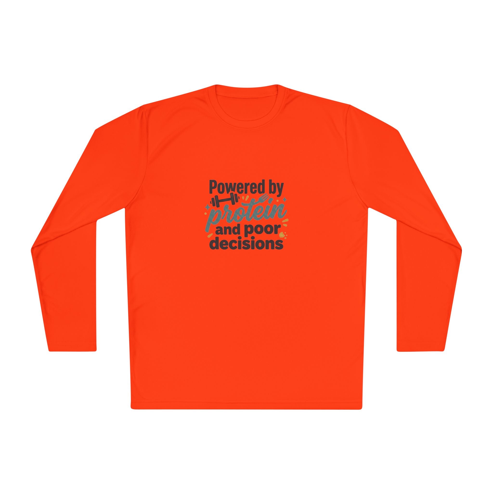Powered by Protein and Poor Decisions Unisex Lightweight Long Sleeve Tee