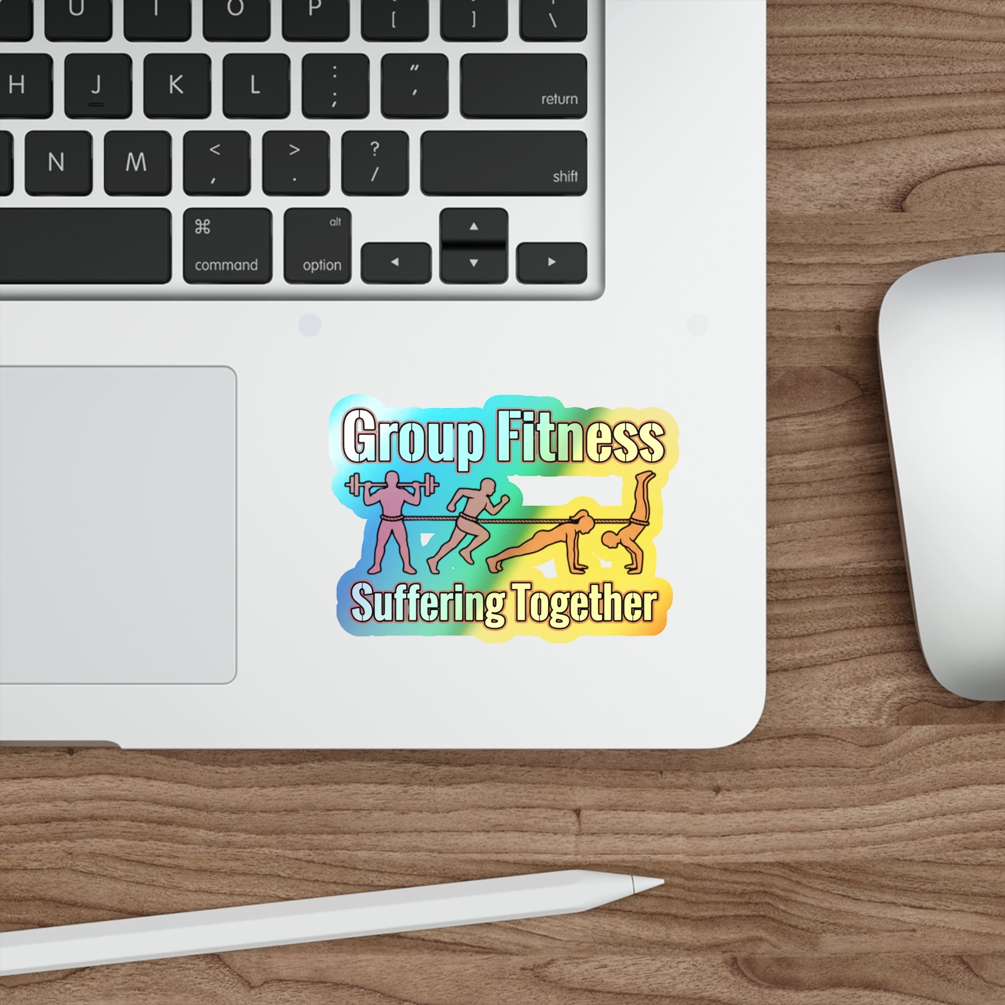 Group Fitness Suffering Together Holographic Die-cut Stickers