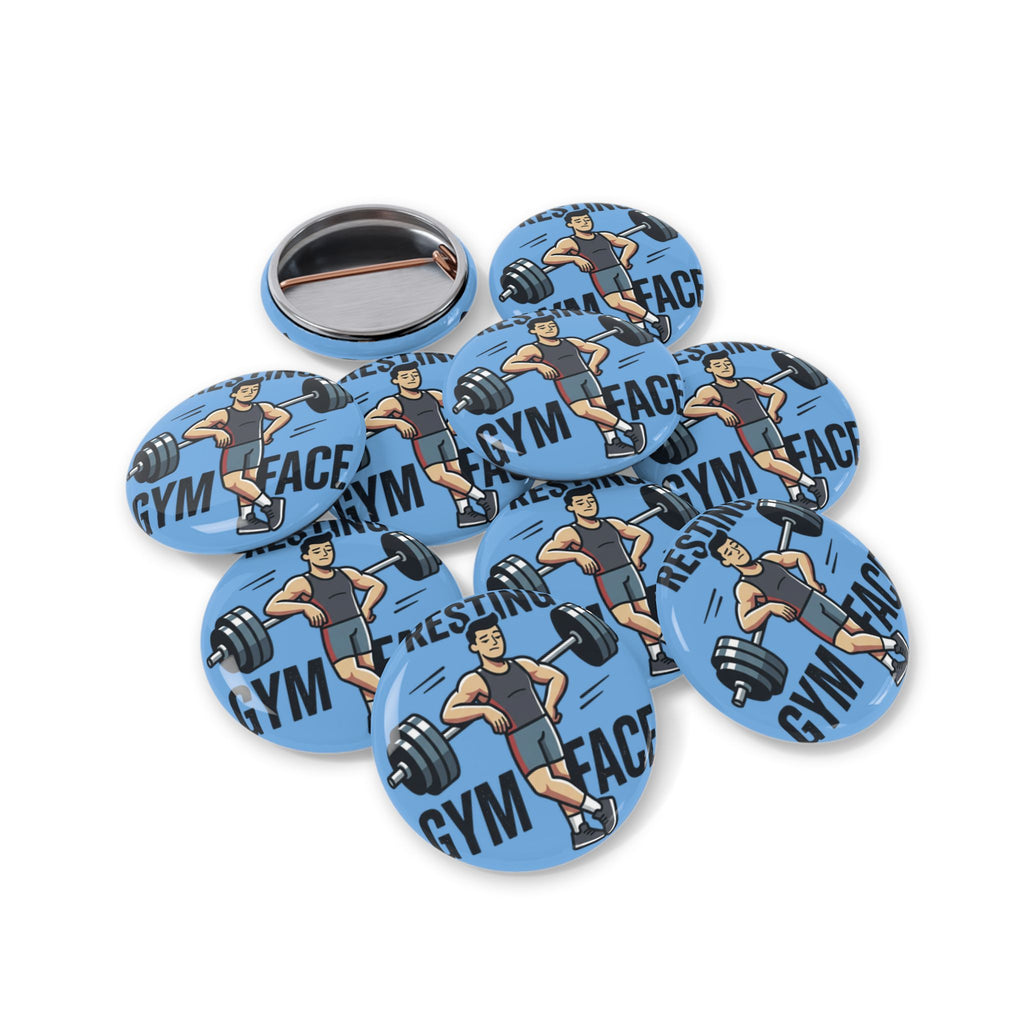 Resting Gym Face Round Pins