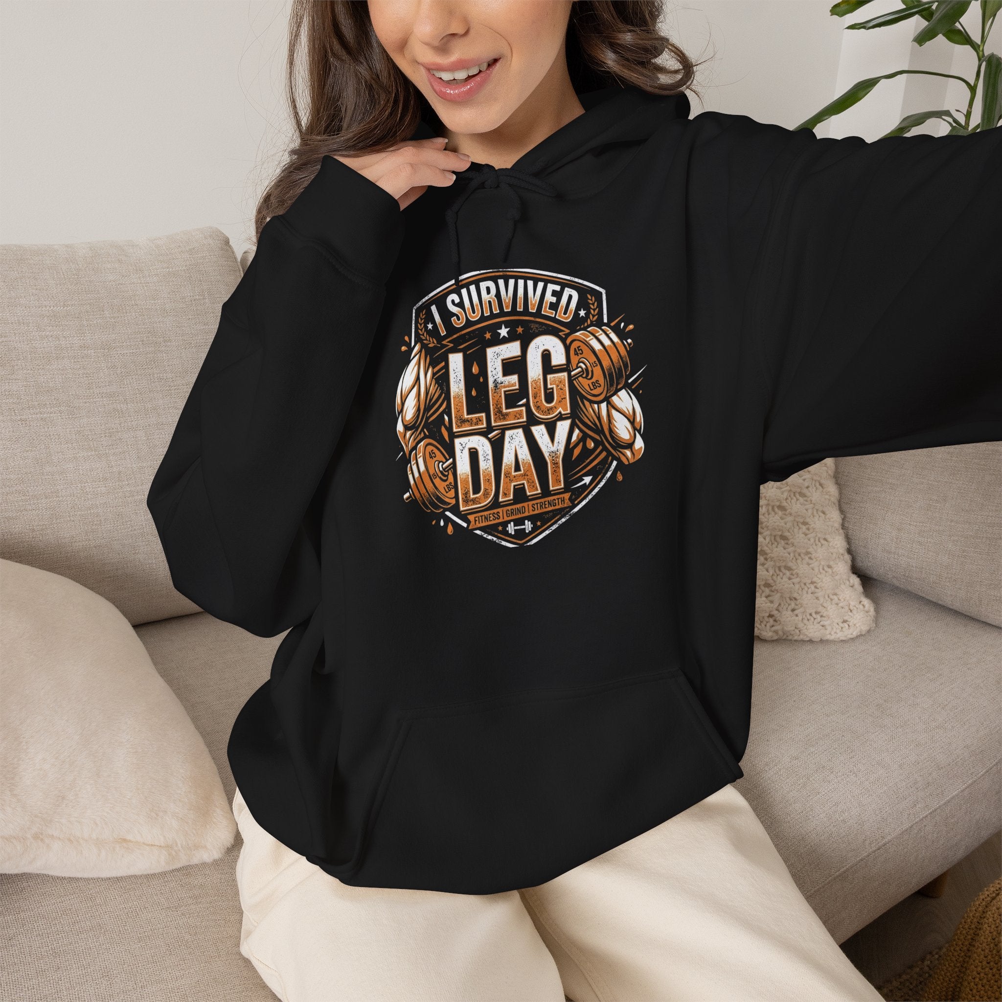 I Survived Leg Day Unisex Heavy Blend™ Hooded Sweatshirt