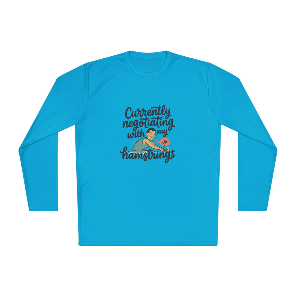 Currently Negotiating with my Hamstrings Unisex Lightweight Long Sleeve Tee