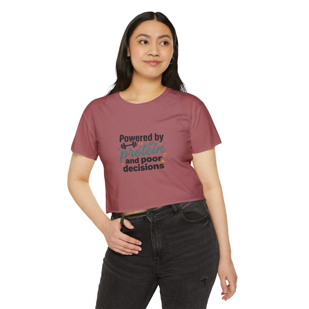 Powered by Protein and Poor Decisions Women's Festival Crop Top
