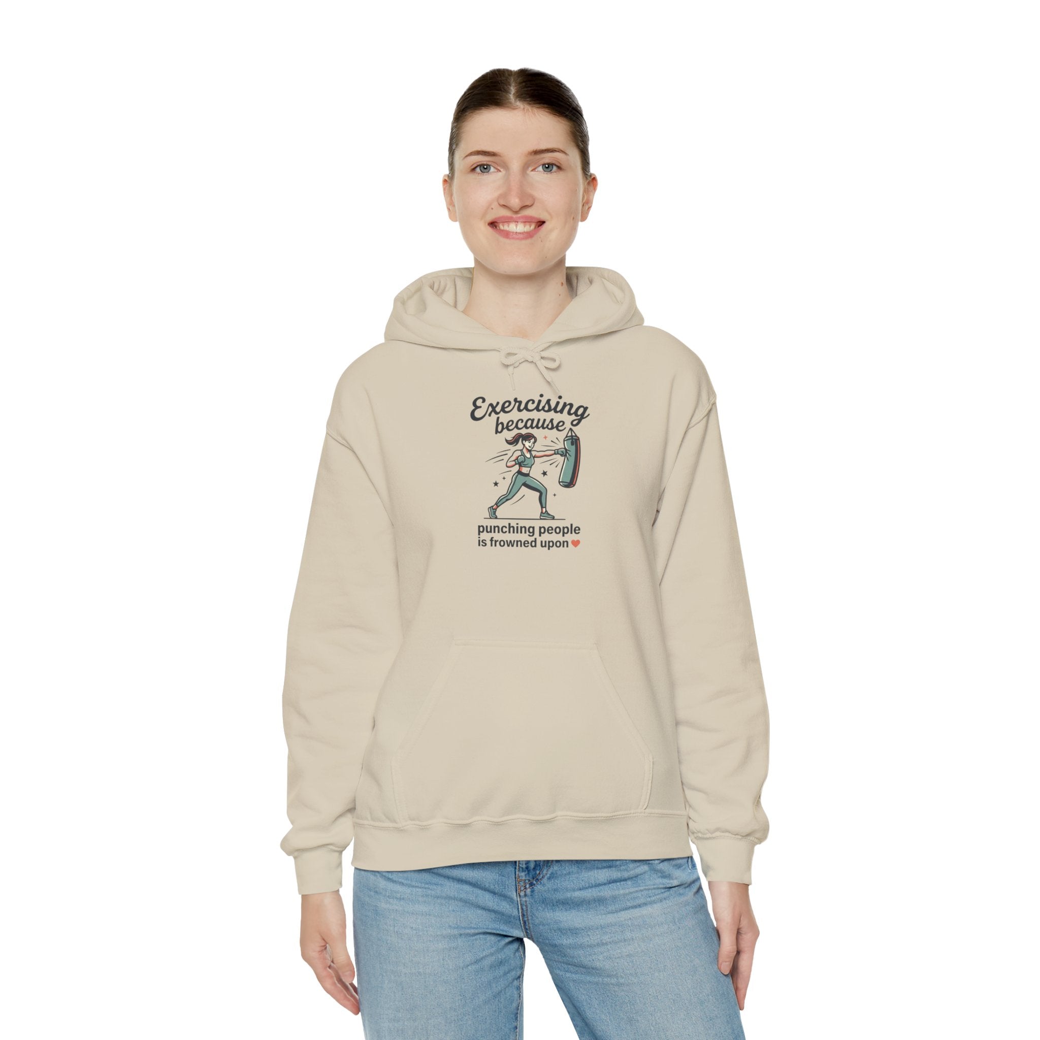 Exercising Because Punching People is Frowned Upon Unisex Heavy Blend™ Hooded Sweatshirt
