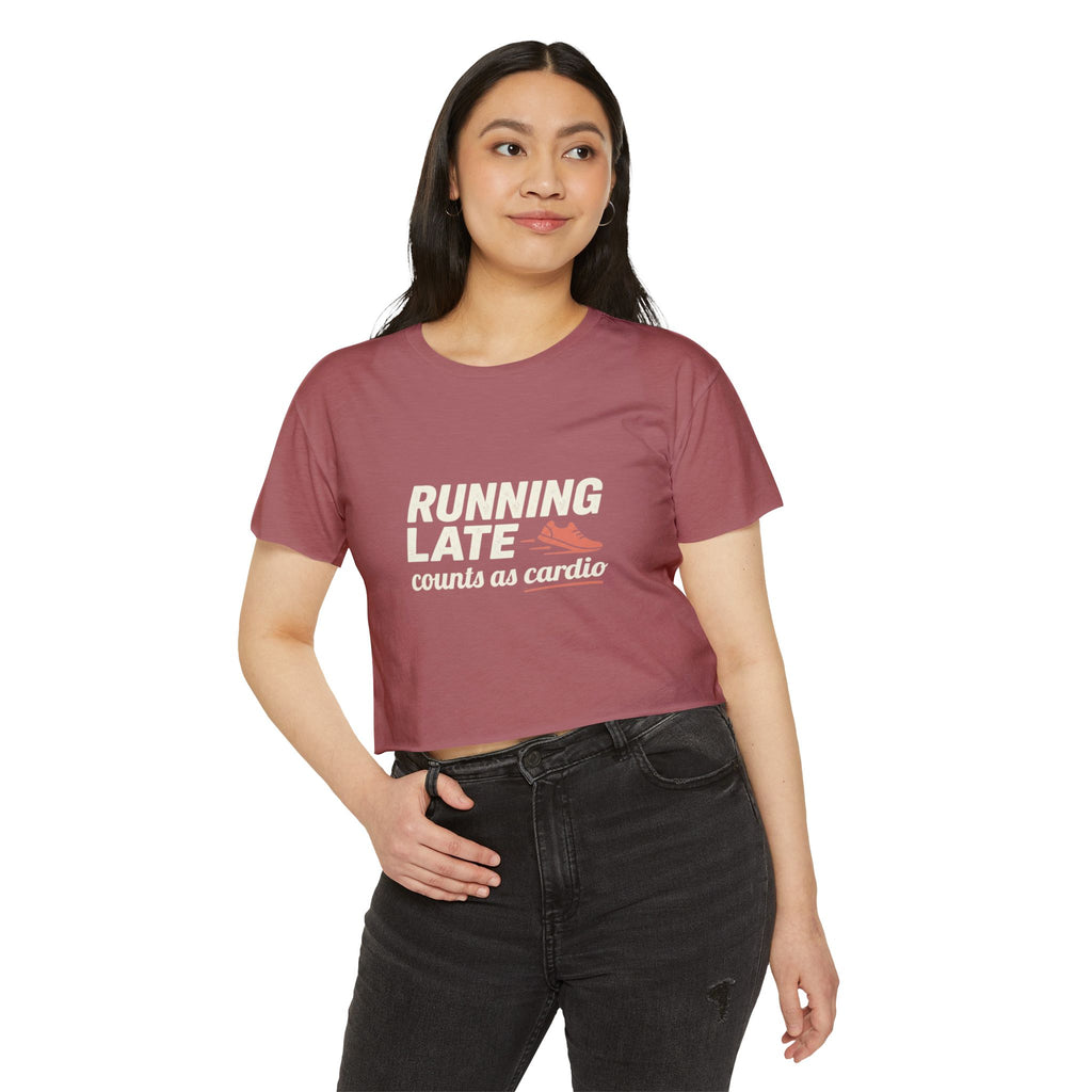 Running Late Counts as Cardio Women's Festival Crop Top