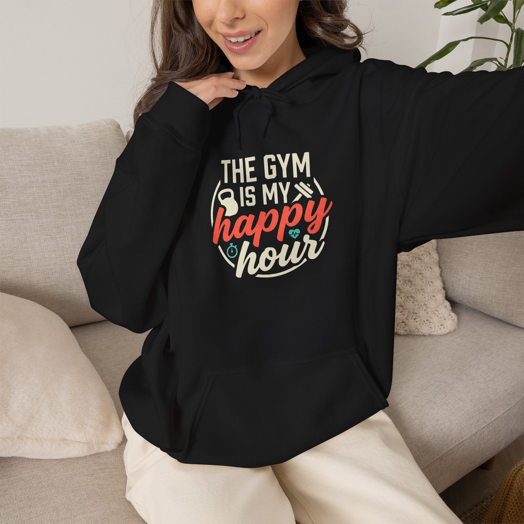 The Gym is My Happy Hour Unisex Heavy Blend™ Hooded Sweatshirt
