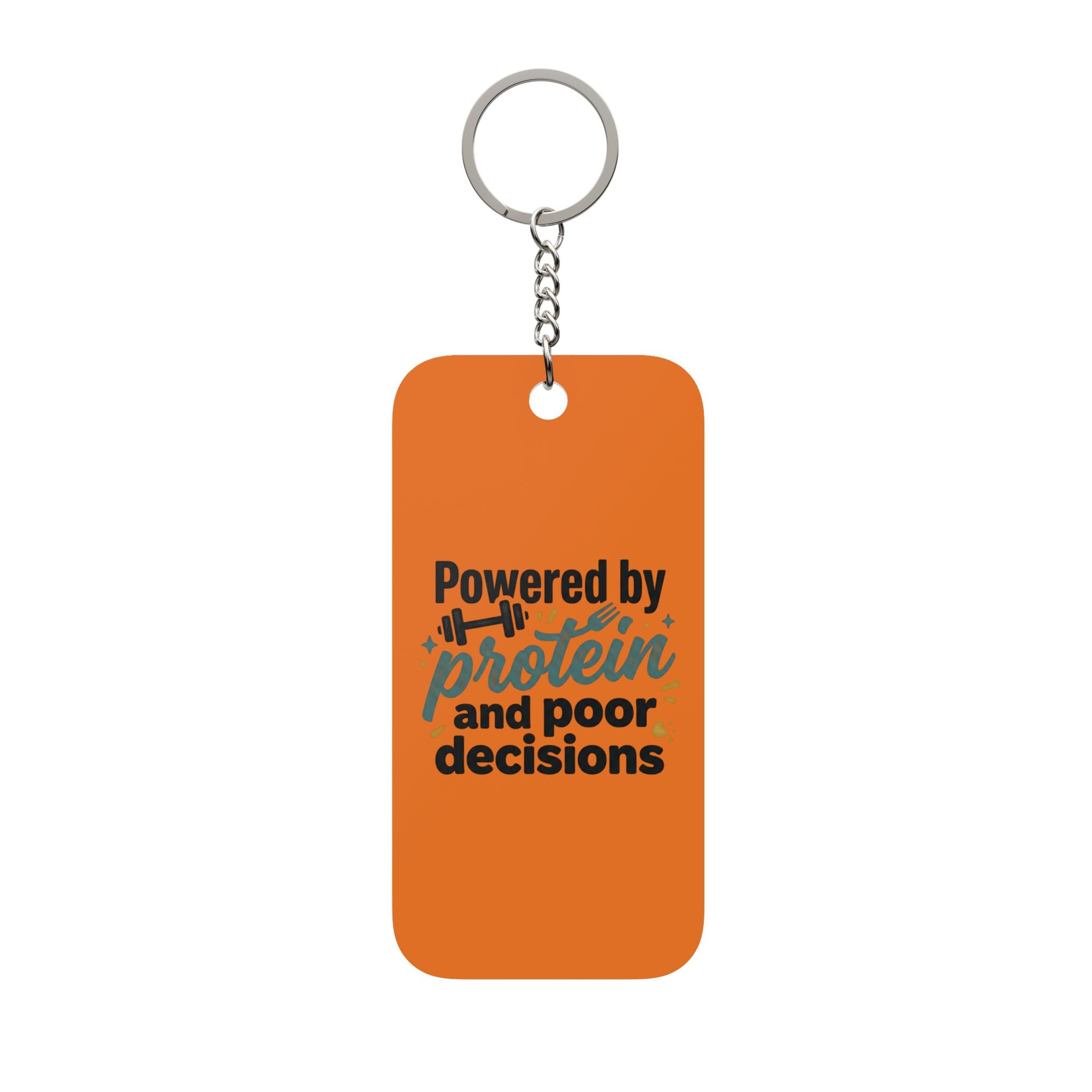 Powered by Protein and Poor Decisions Double-Sided Keychain Charm