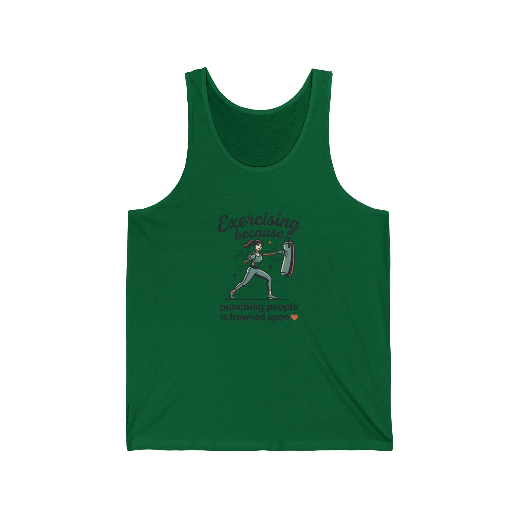 Exercising Because Punching People is Frowned Upon Unisex Jersey Tank
