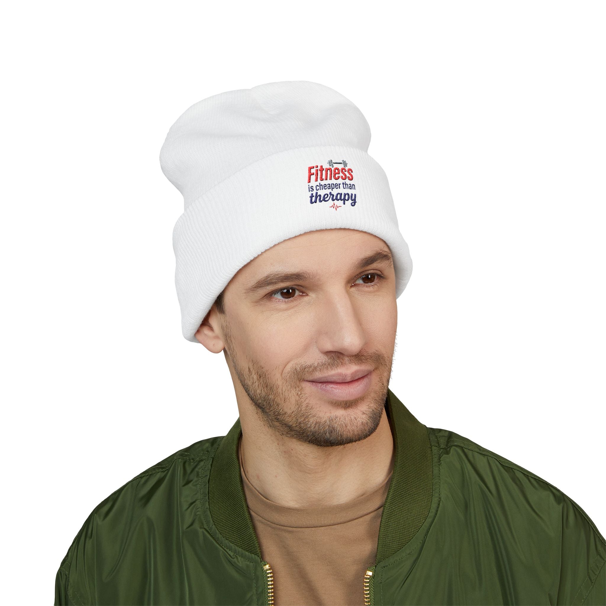 Fitness is Cheaper than Therapy Classic Cuffed Beanie (Embroidery)