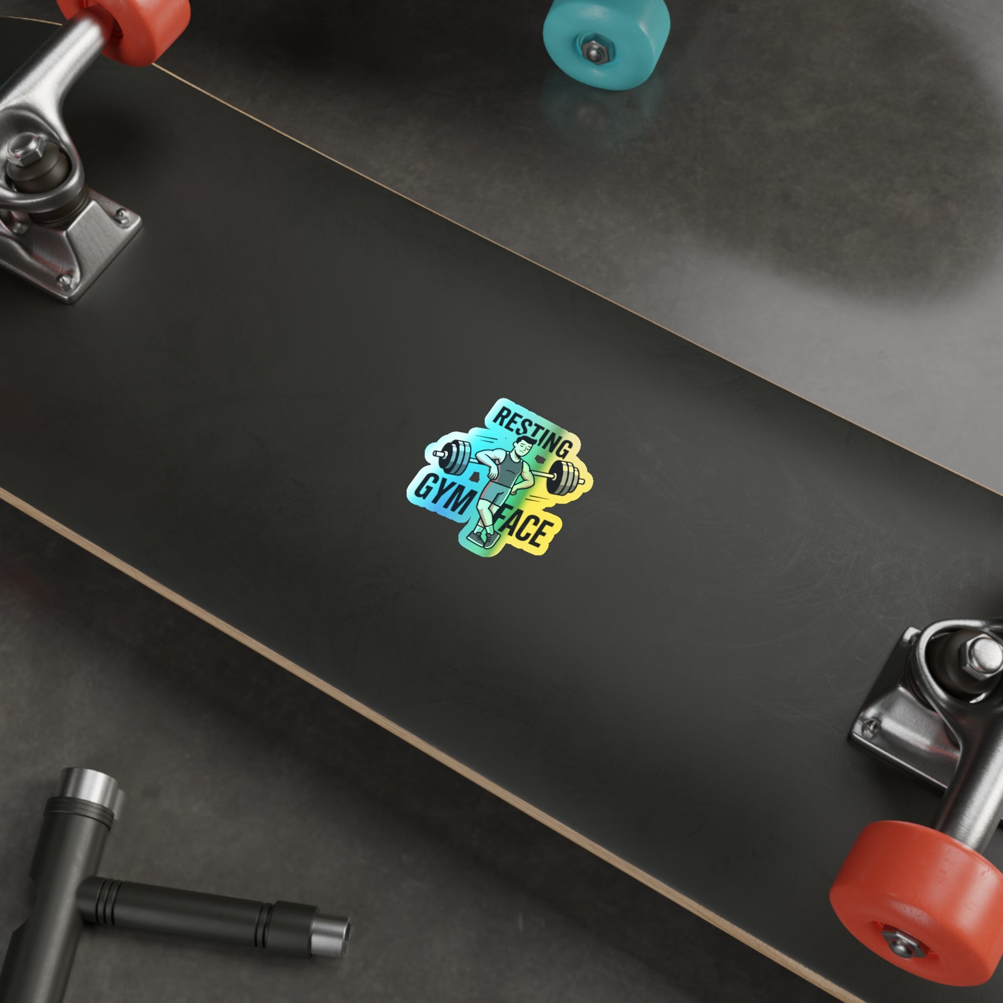 Resting Gym Face Holographic Die-cut Stickers