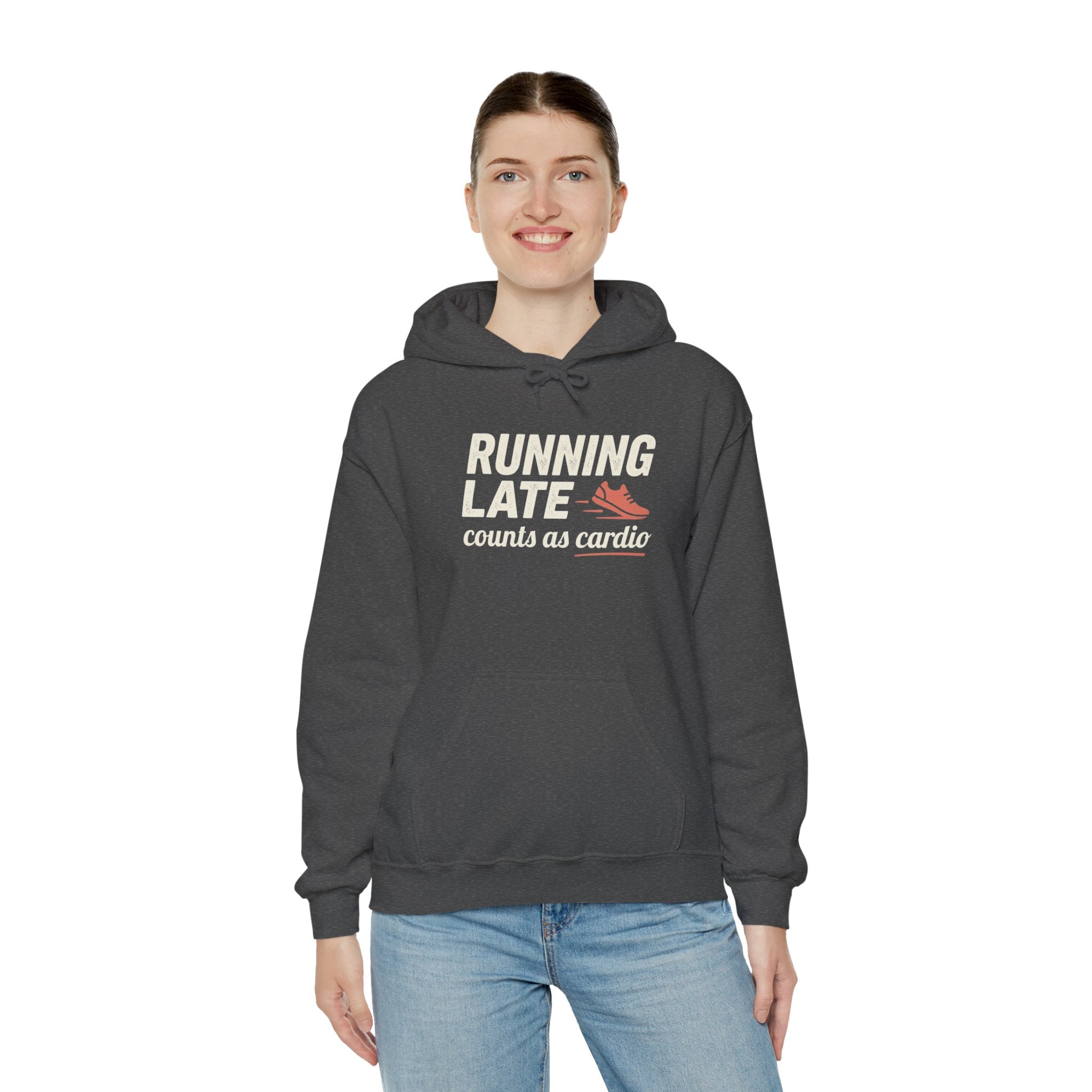 Running Late Counts as Cardio Unisex Heavy Blend™ Hooded Sweatshirt