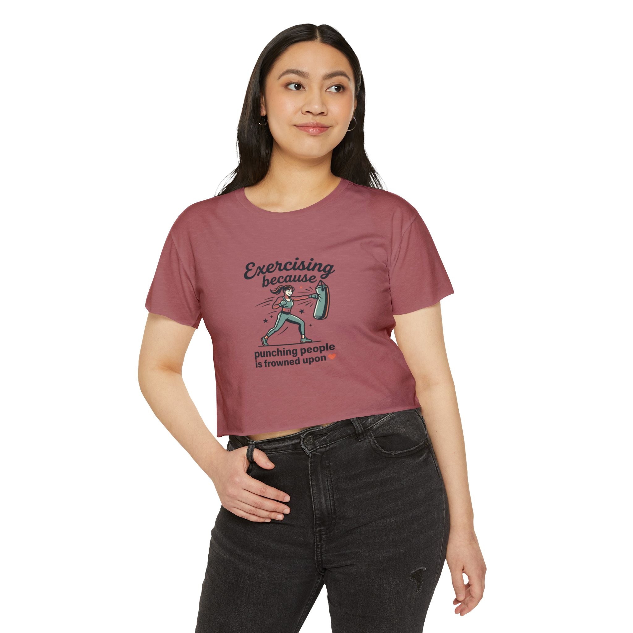 Exercising Because Punching People is Frowned Upon Women's Festival Crop Top