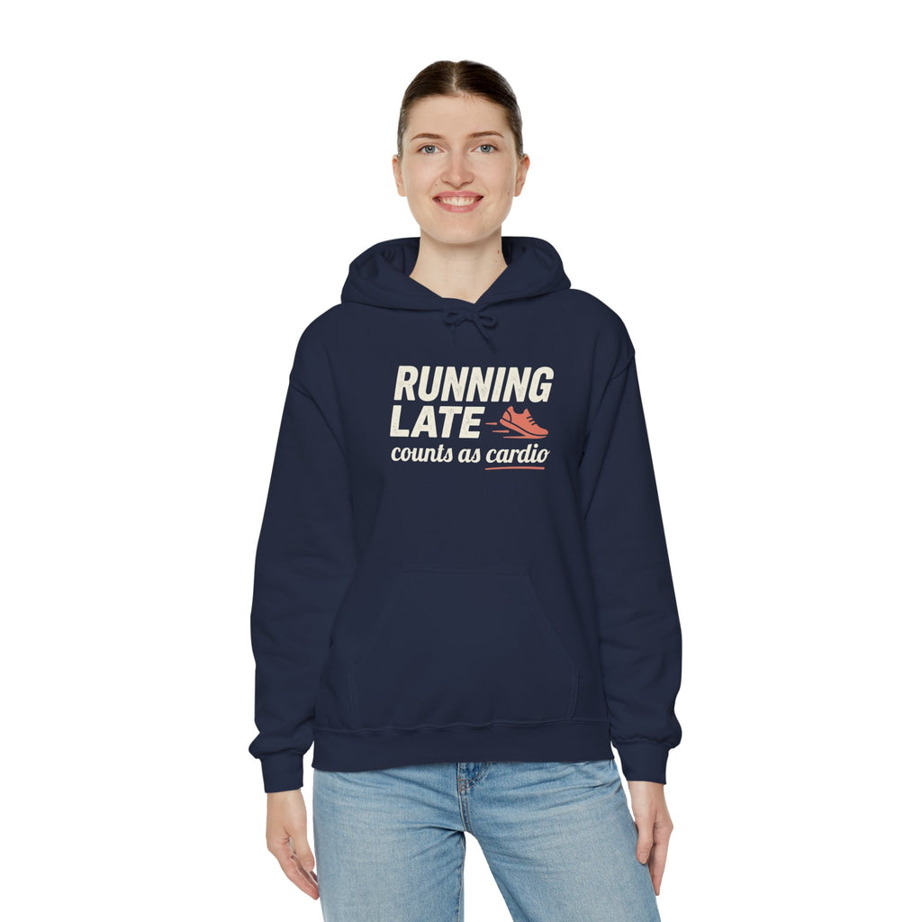 Running Late Counts as Cardio Unisex Heavy Blend™ Hooded Sweatshirt