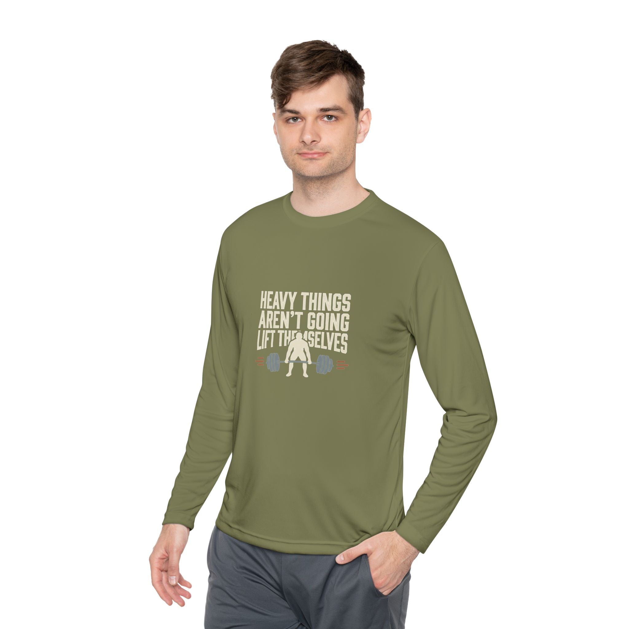 Heavy Things Aren't Going to Lift Themselves Unisex Lightweight Long Sleeve Tee