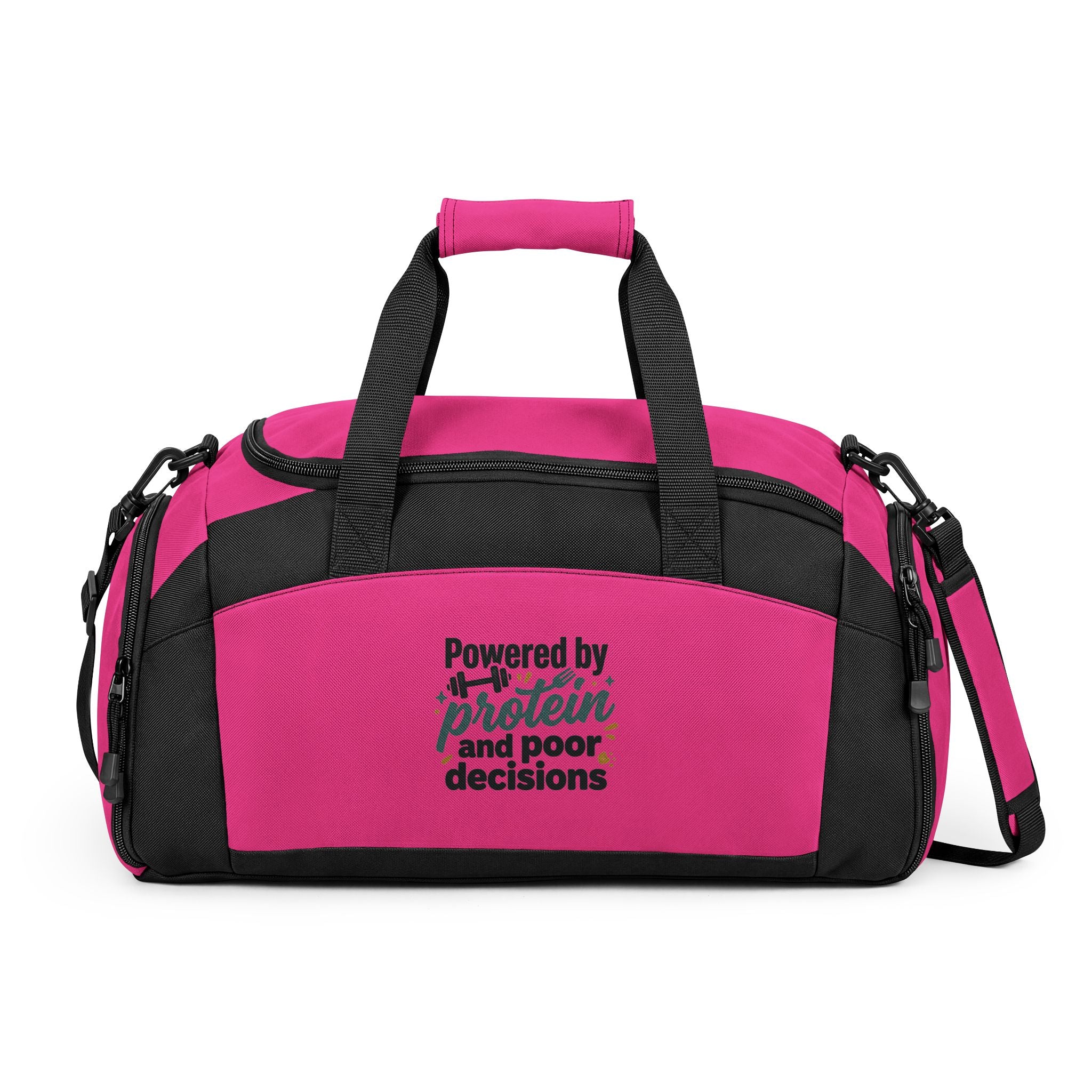 Powered by Protein and Poor Decisions Gym Bag