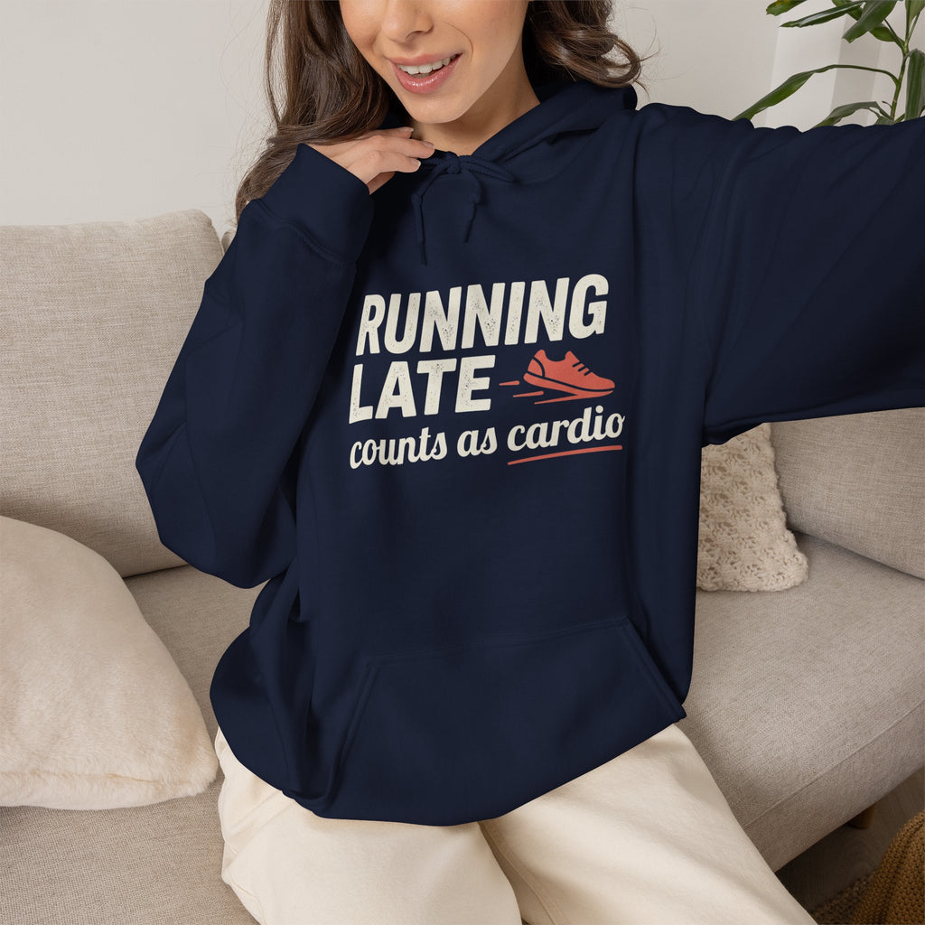 Running Late Counts as Cardio Unisex Heavy Blend™ Hooded Sweatshirt
