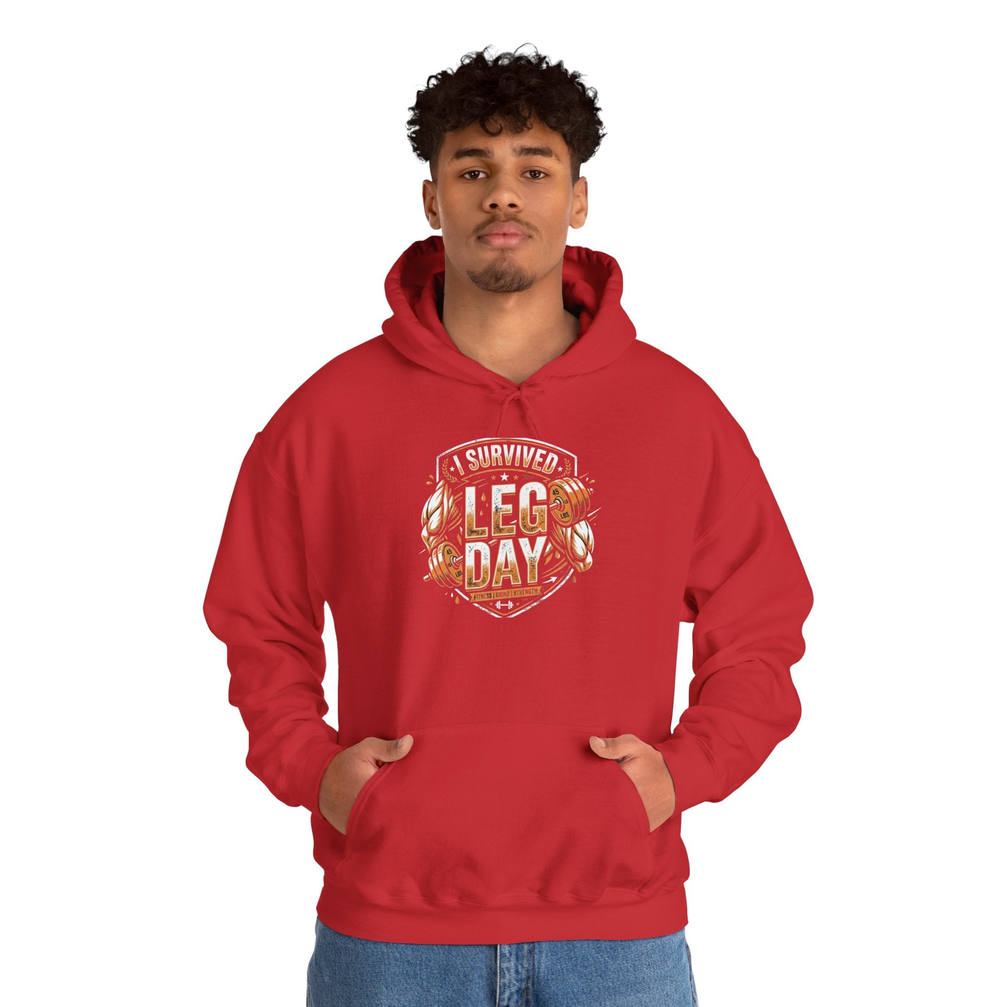I Survived Leg Day Unisex Heavy Blend™ Hooded Sweatshirt