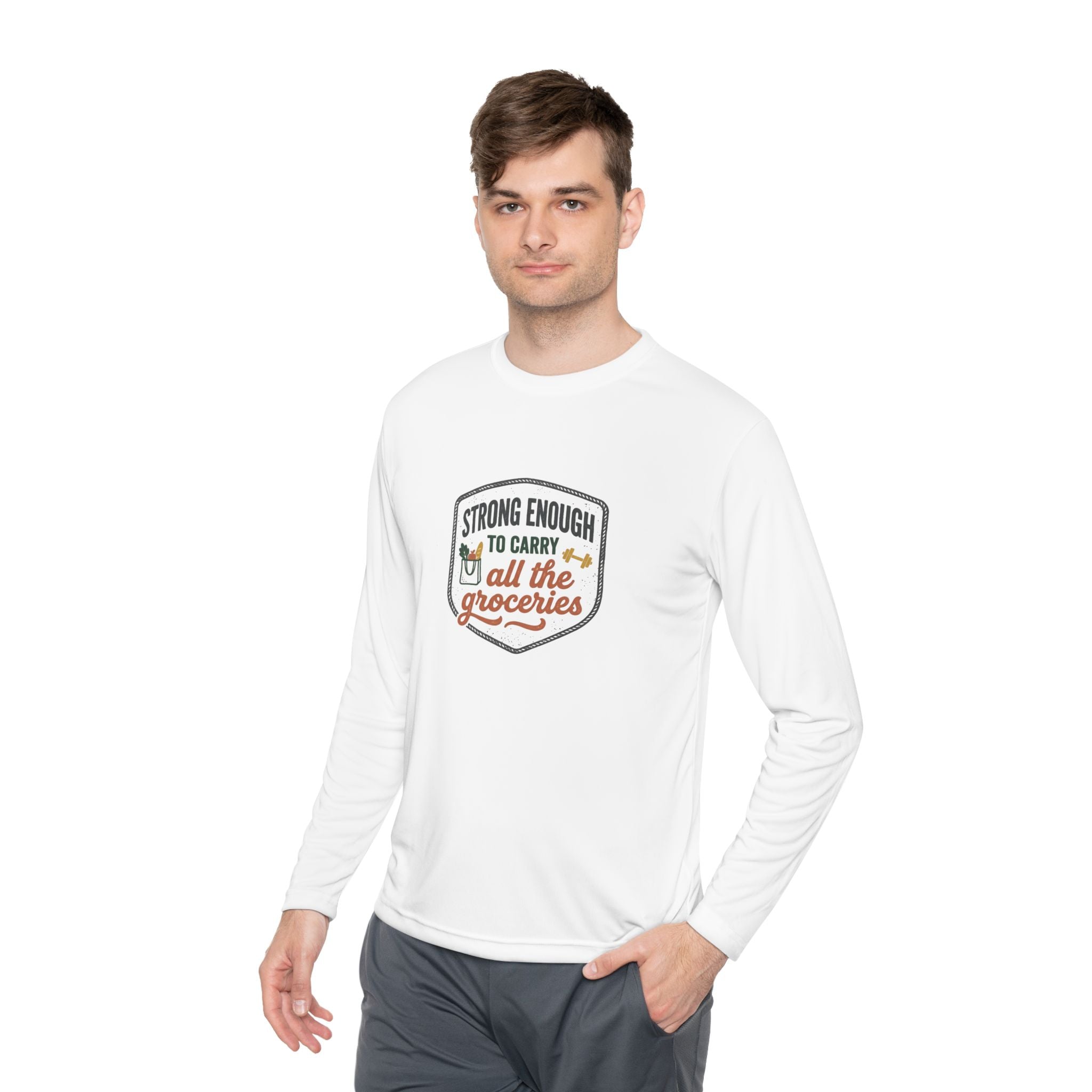 Strong Enough to Carry All the Groceries Unisex Lightweight Long Sleeve Tee