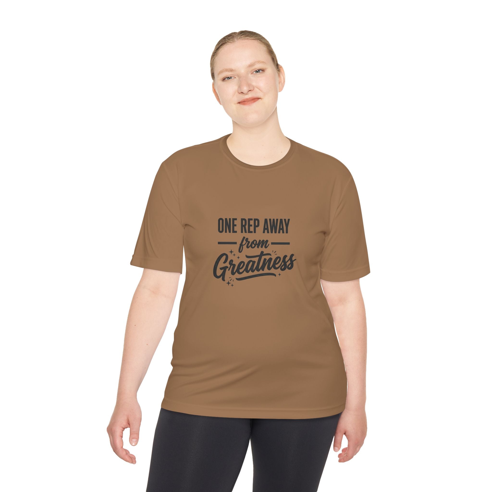 One Rep Away From Greatness Unisex Moisture Wicking Tee