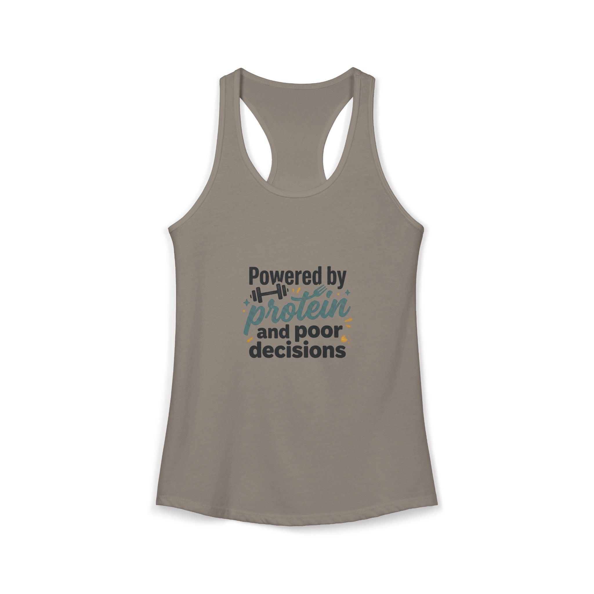 Powered by Protein and Poor Decisions Women's Ideal Racerback Tank