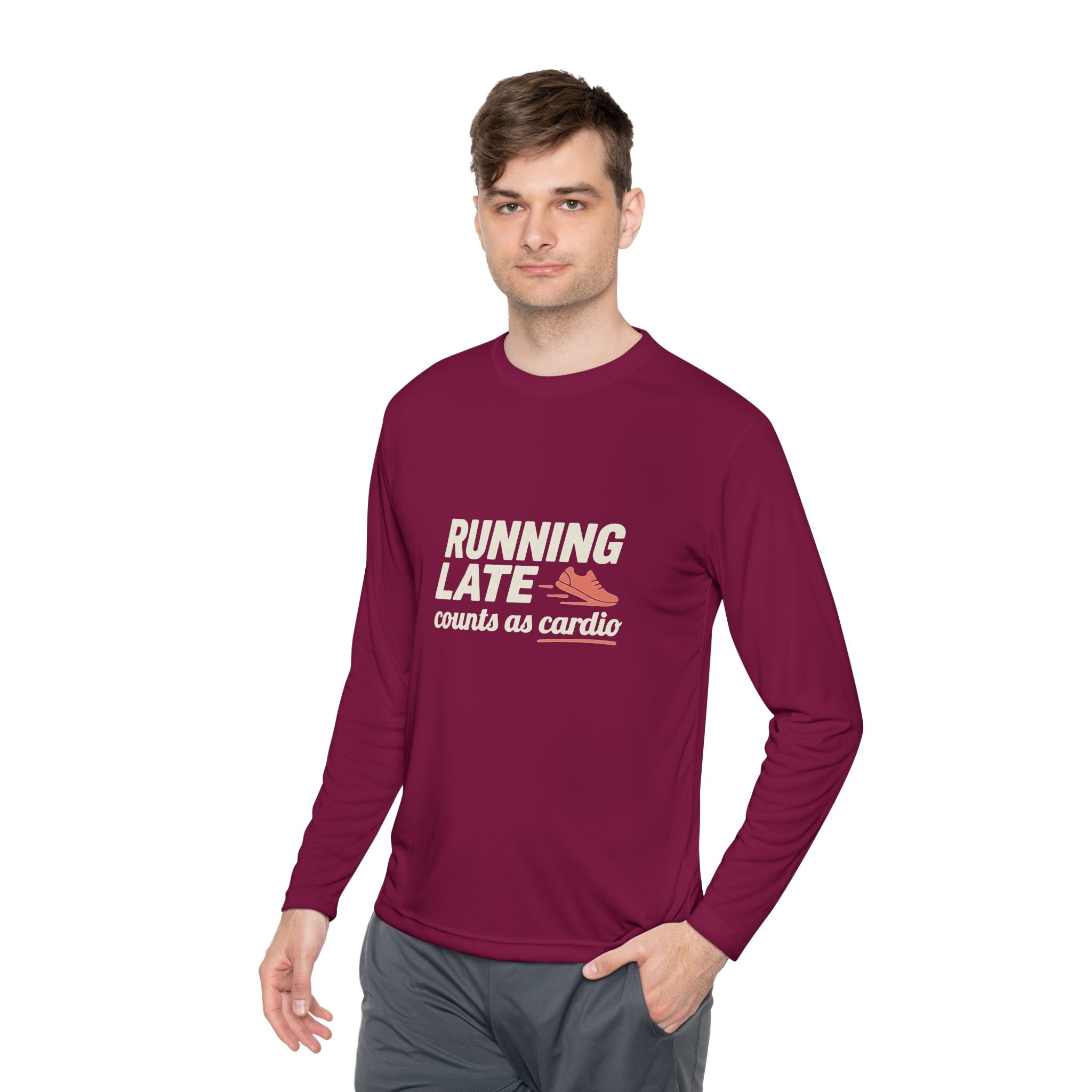 Running Late Counts as Cardio Unisex Lightweight Long Sleeve Tee