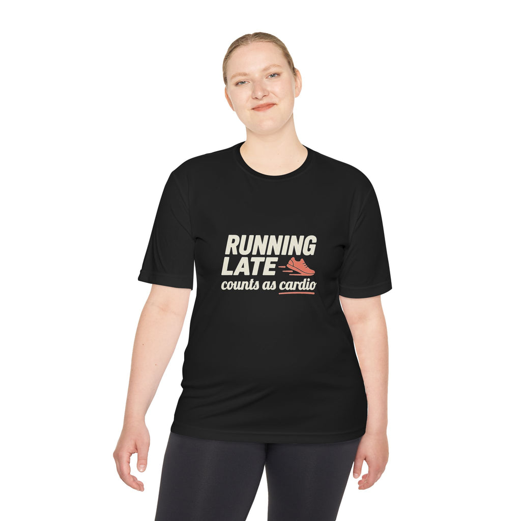 Running Late Counts as Cardio Unisex Moisture Wicking Tee