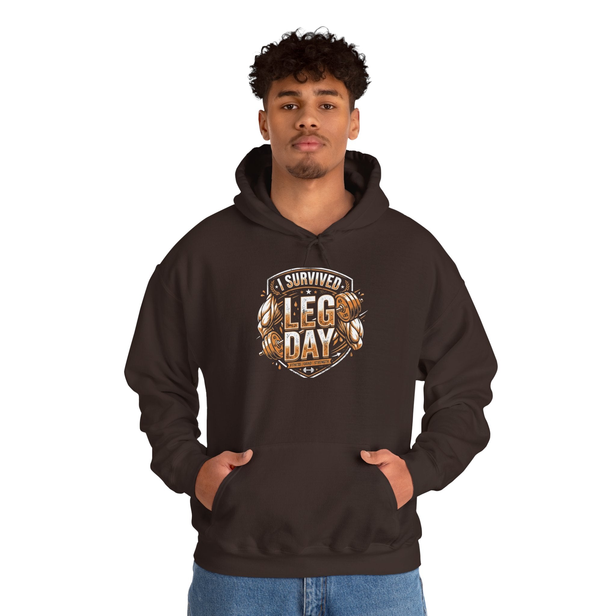 I Survived Leg Day Unisex Heavy Blend™ Hooded Sweatshirt