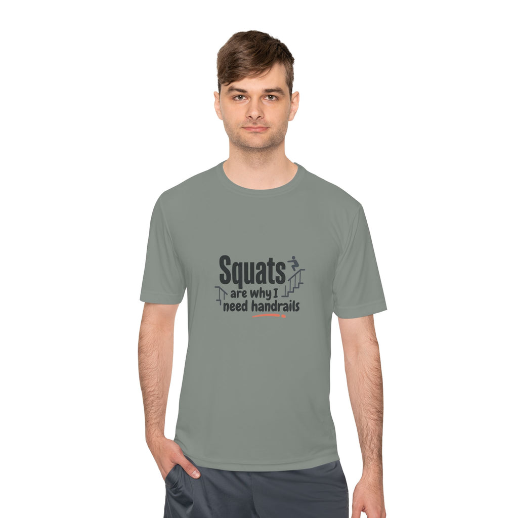 Squats are Why I Need Handrails Unisex Moisture Wicking Tee